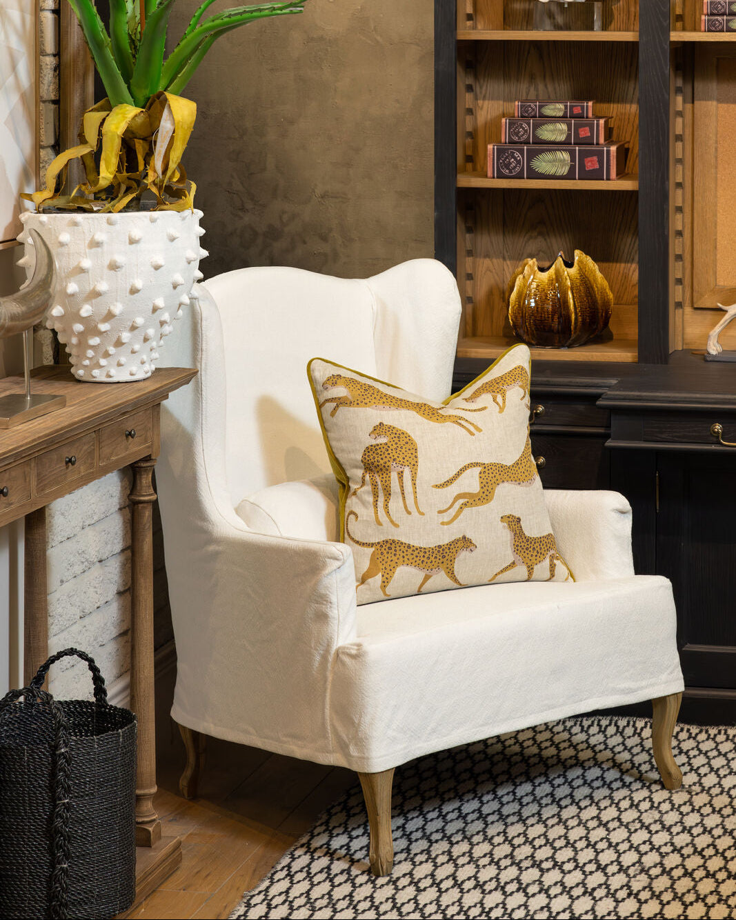 Marie Slipcover Wingback Chair | Cream