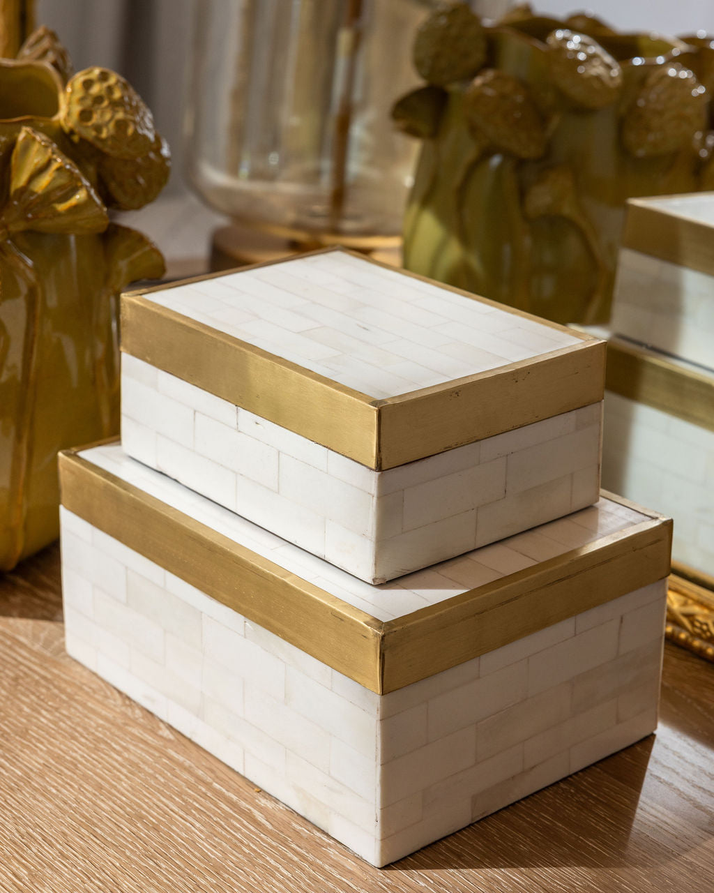 Brass Trim Bone Box | Large