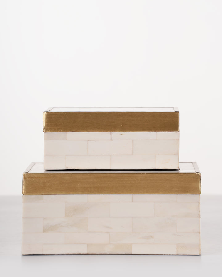 Brass Trim Bone Box | Large