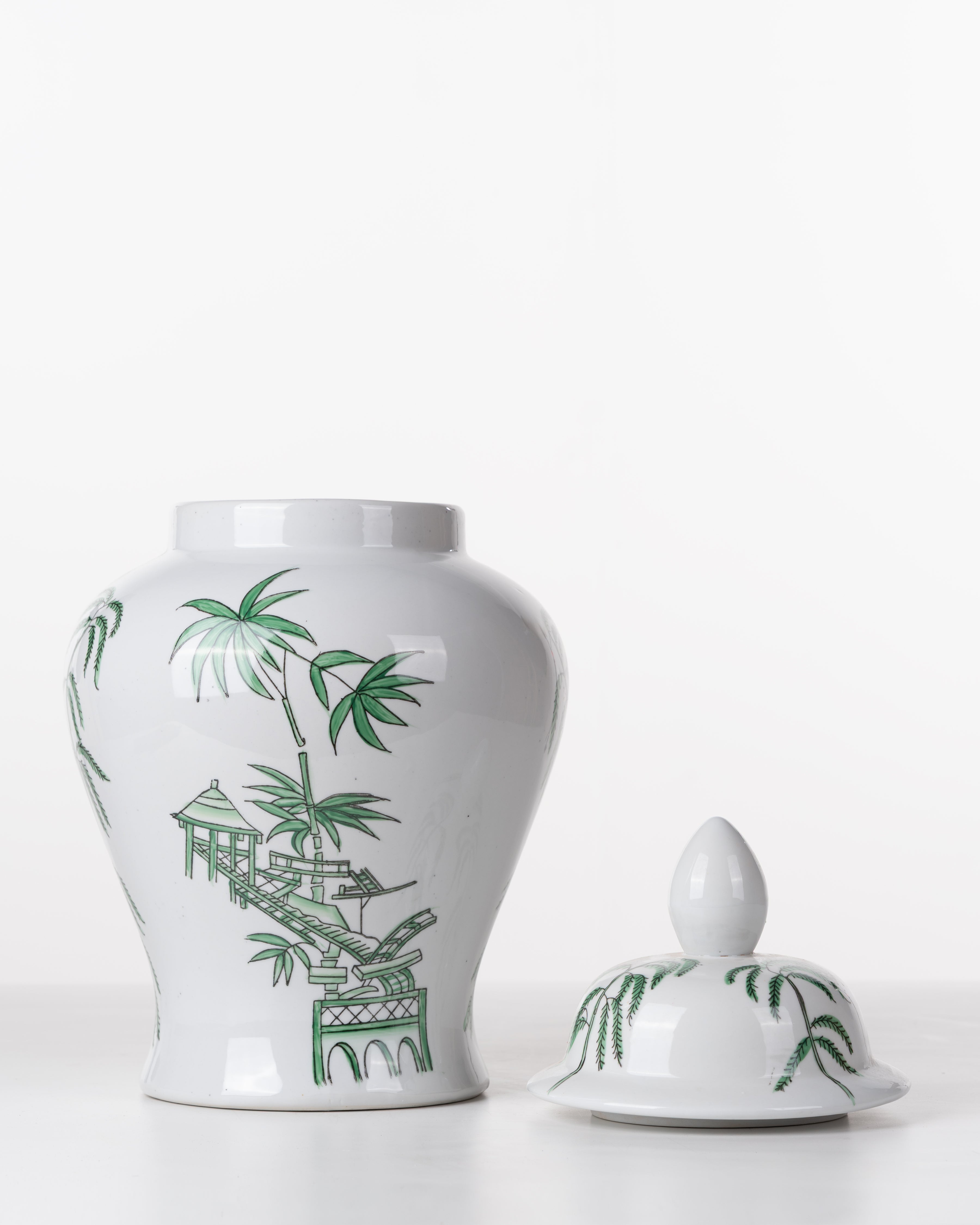 Palm Leaf Ceramic Ginger Jar