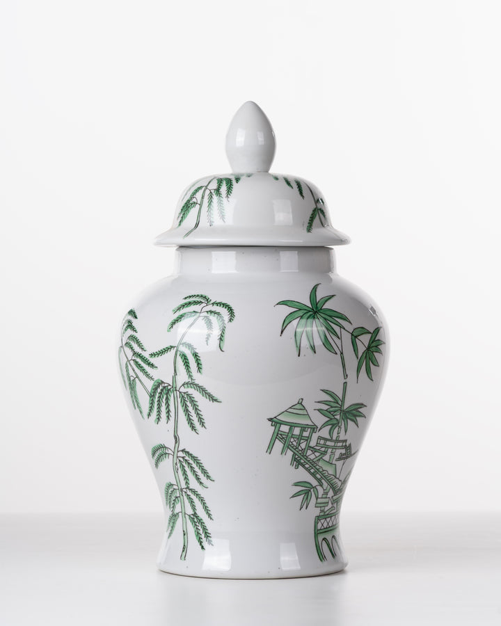 Palm Leaf Ceramic Ginger Jar