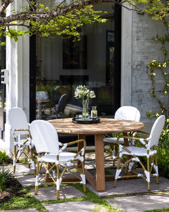 Brioche Chevron Dining Armchair | White