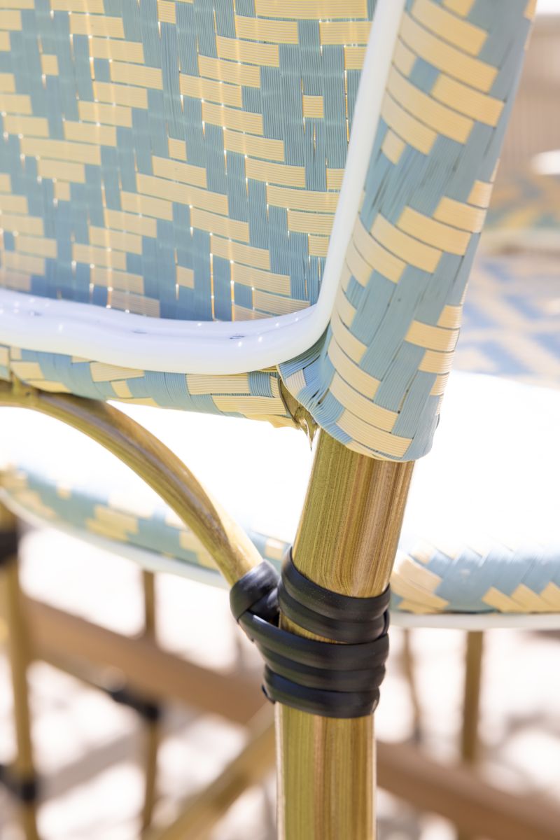 Brioche Diamond Bar Chair| Blue & cream