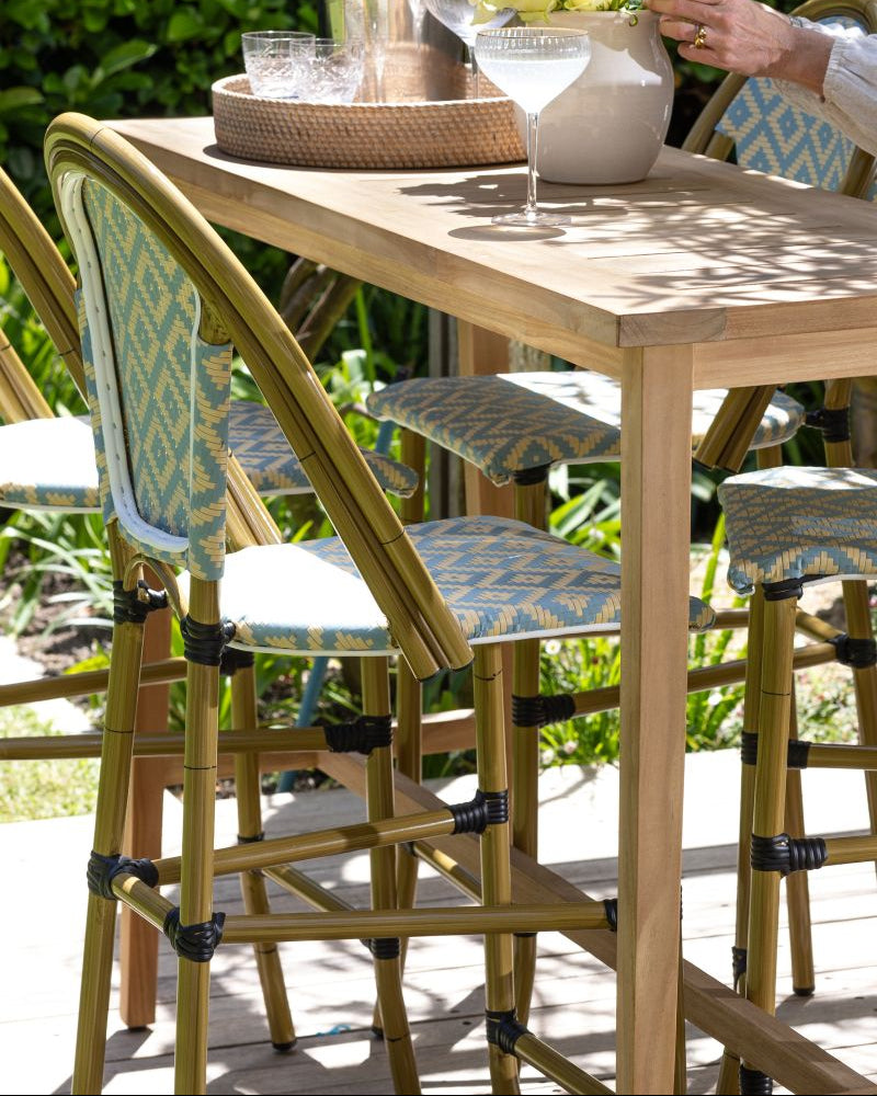 Brioche Diamond Bar Chair| Blue & cream