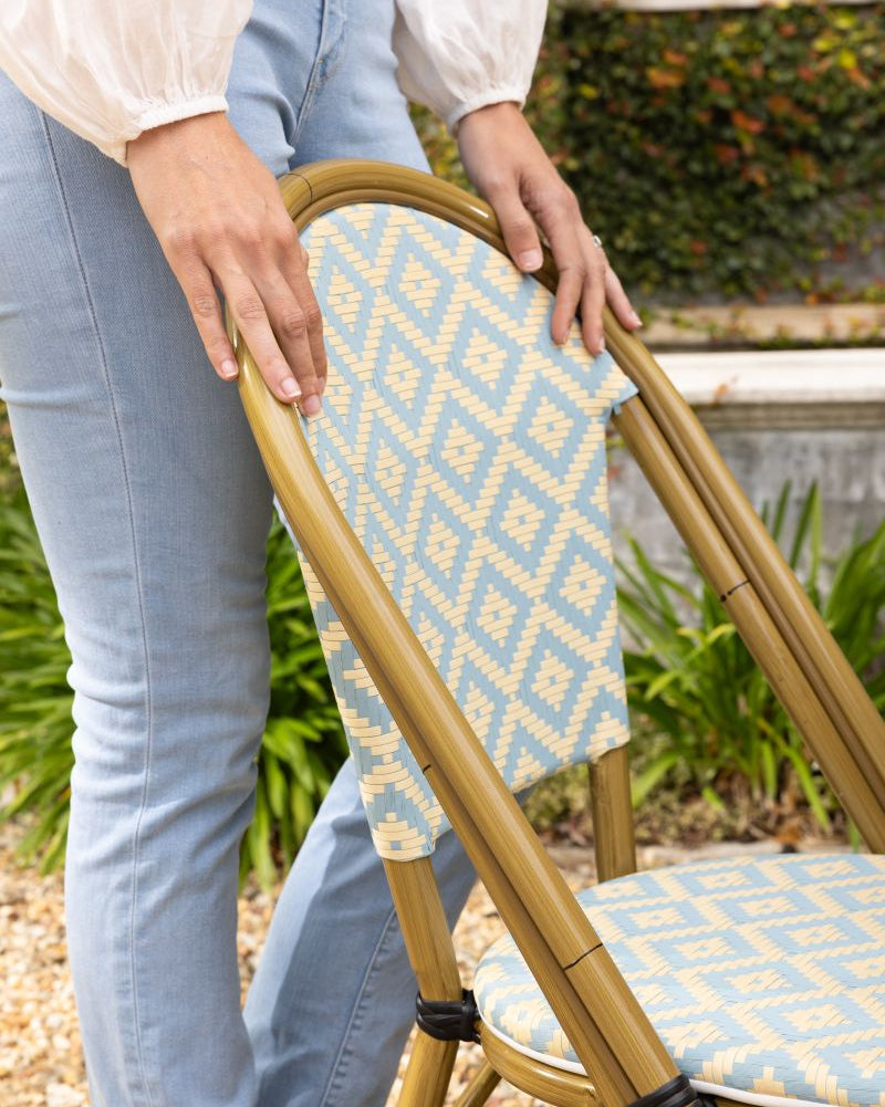 Brioche Diamond Dining Chair | Blue and Cream
