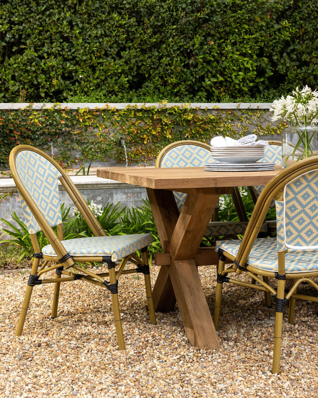 Brioche Diamond Dining Chair | Blue and Cream