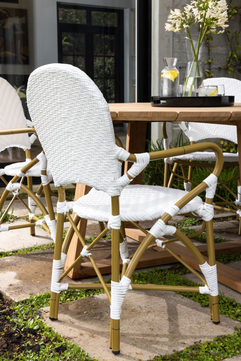 Brioche Chevron Dining Armchair | White