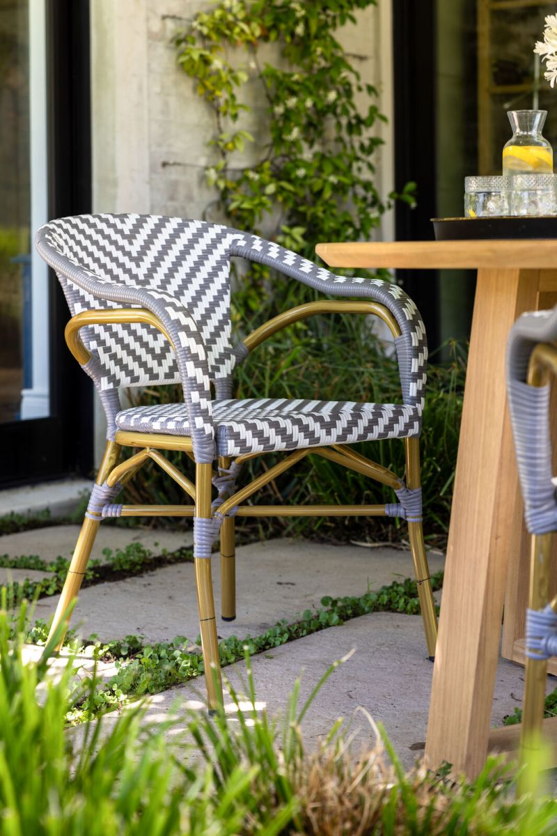 Brioche Chevron Armchair | Grey & White