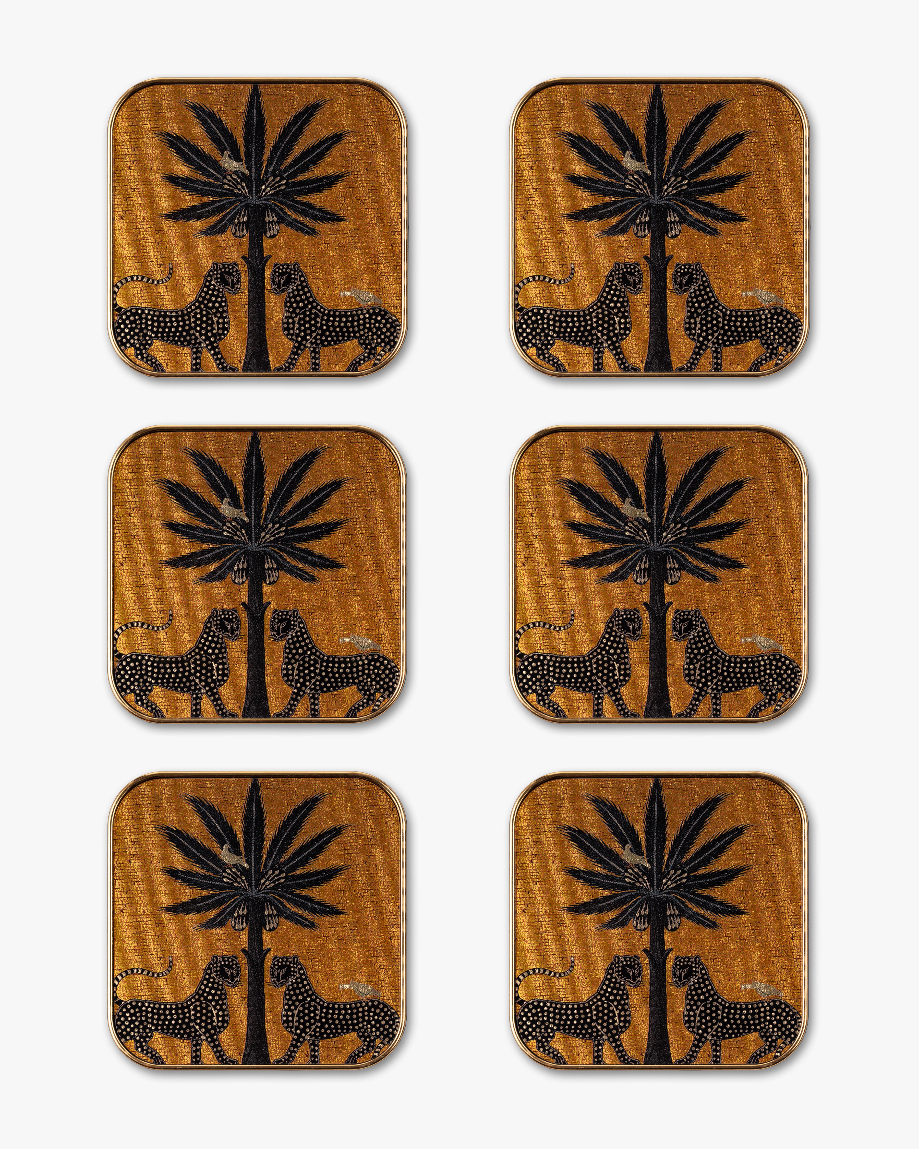 Imperial Leopard Coaster | Mustard