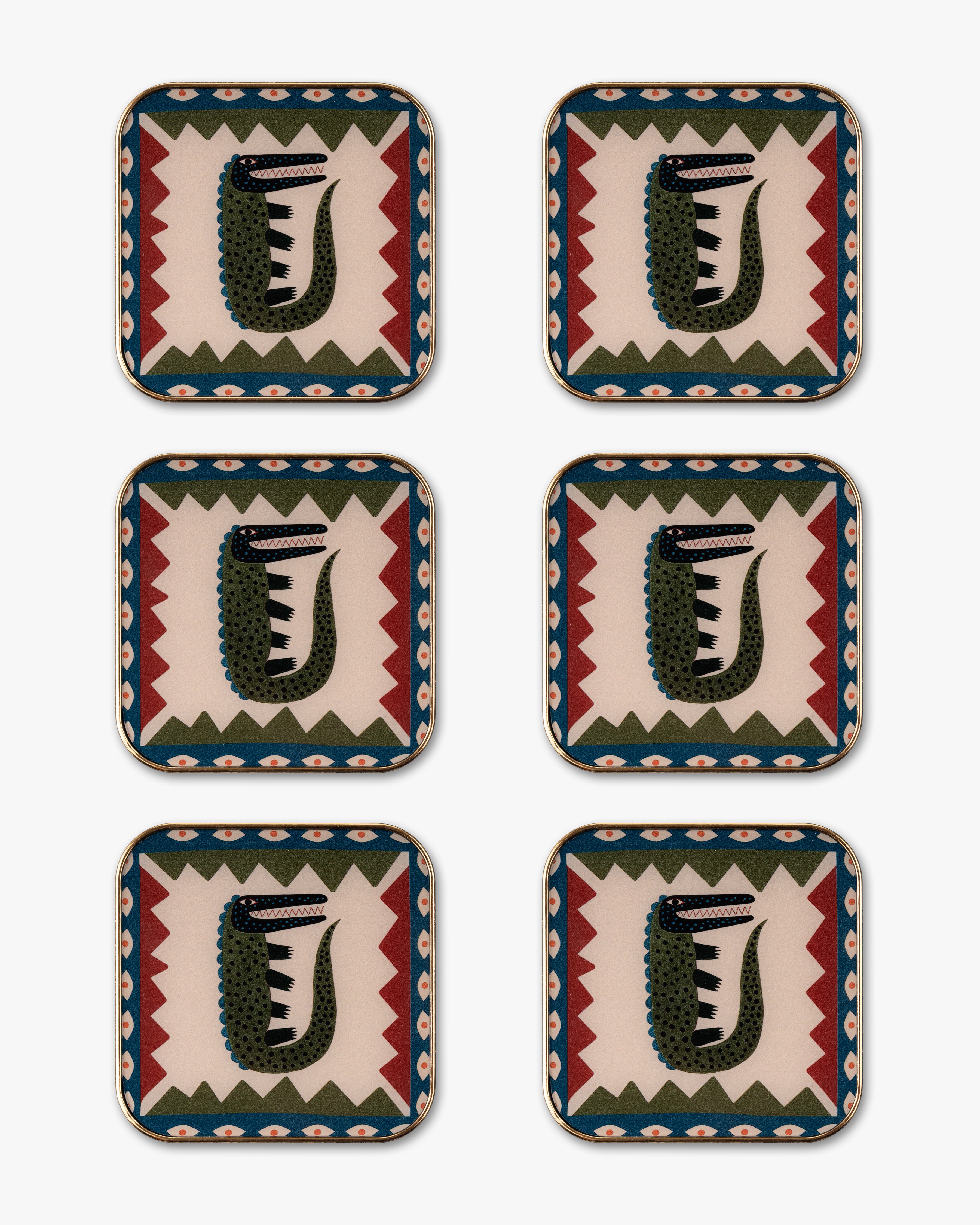 Tribal Crocodile Coaster Set