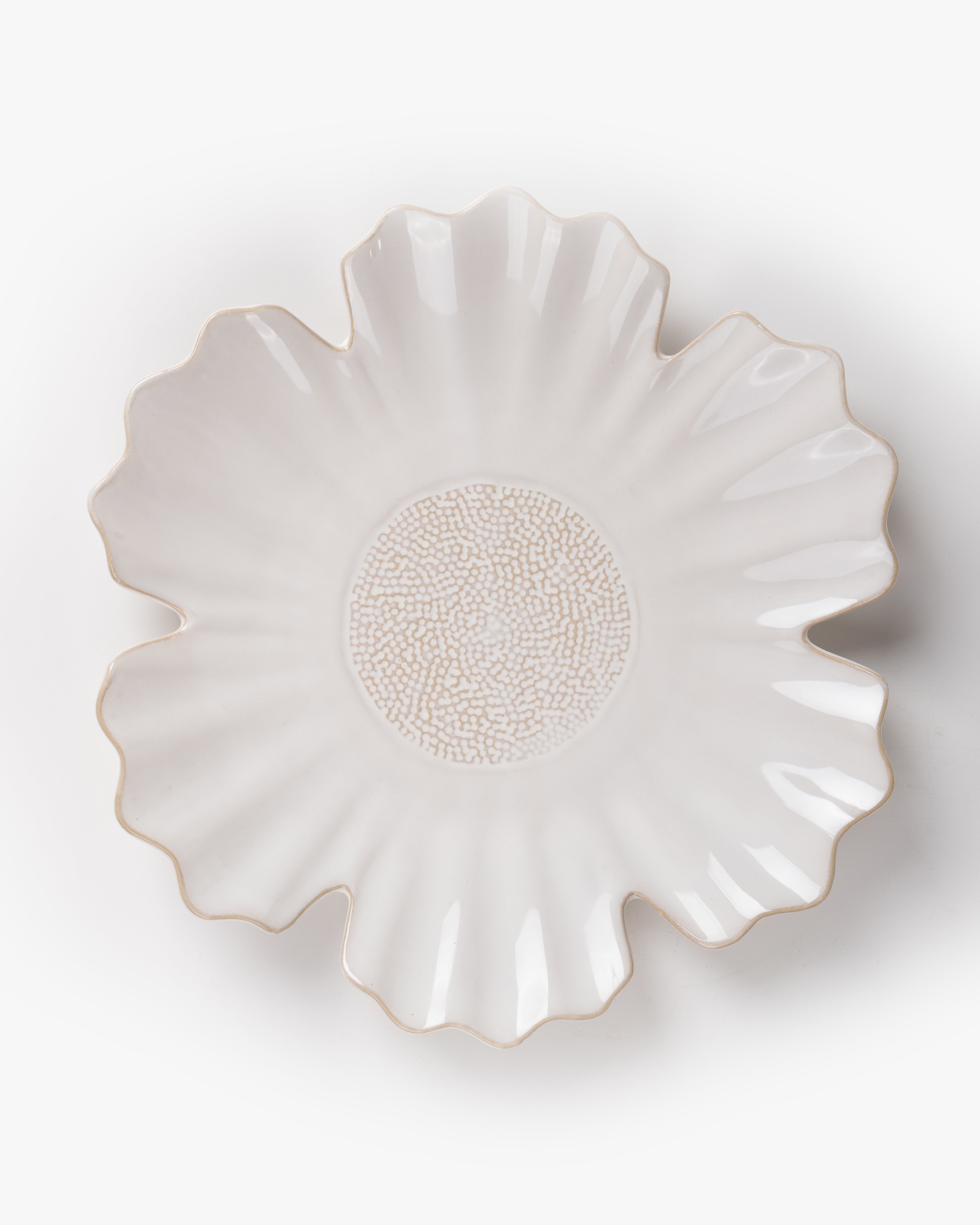 PLATE CERAMIC DAISY WHT SML