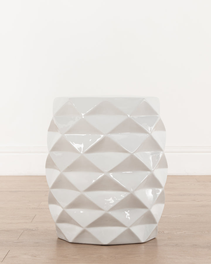 Geometric Ceramic Stool | White