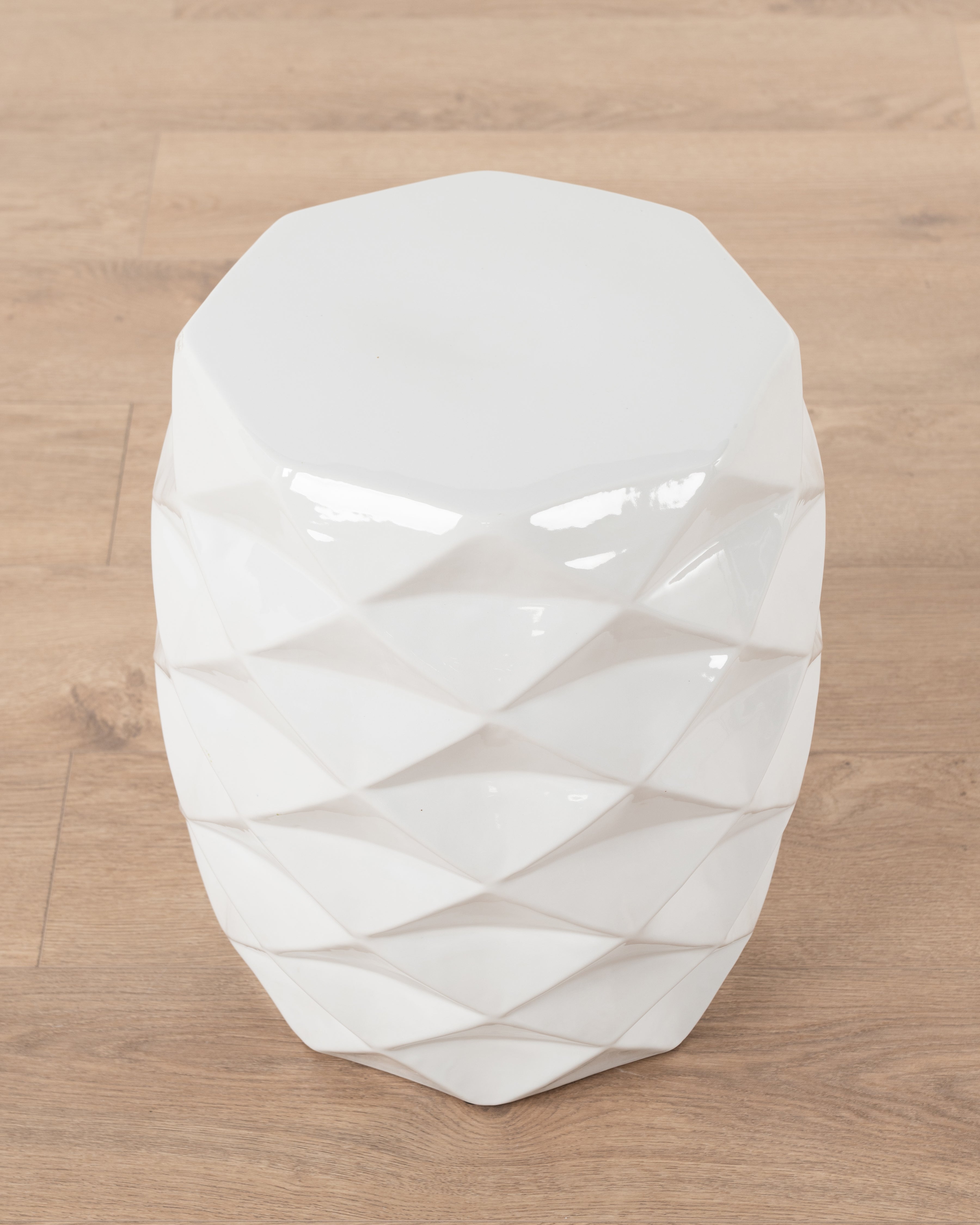 Geometric Ceramic Stool | White