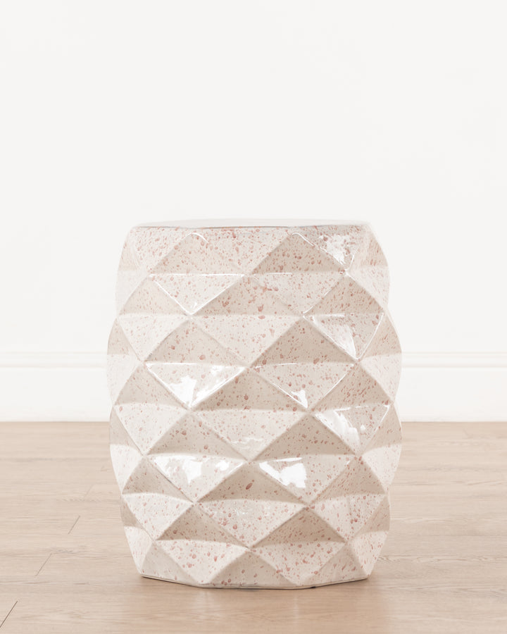 Geometric Ceramic Stool | Pebble Glaze