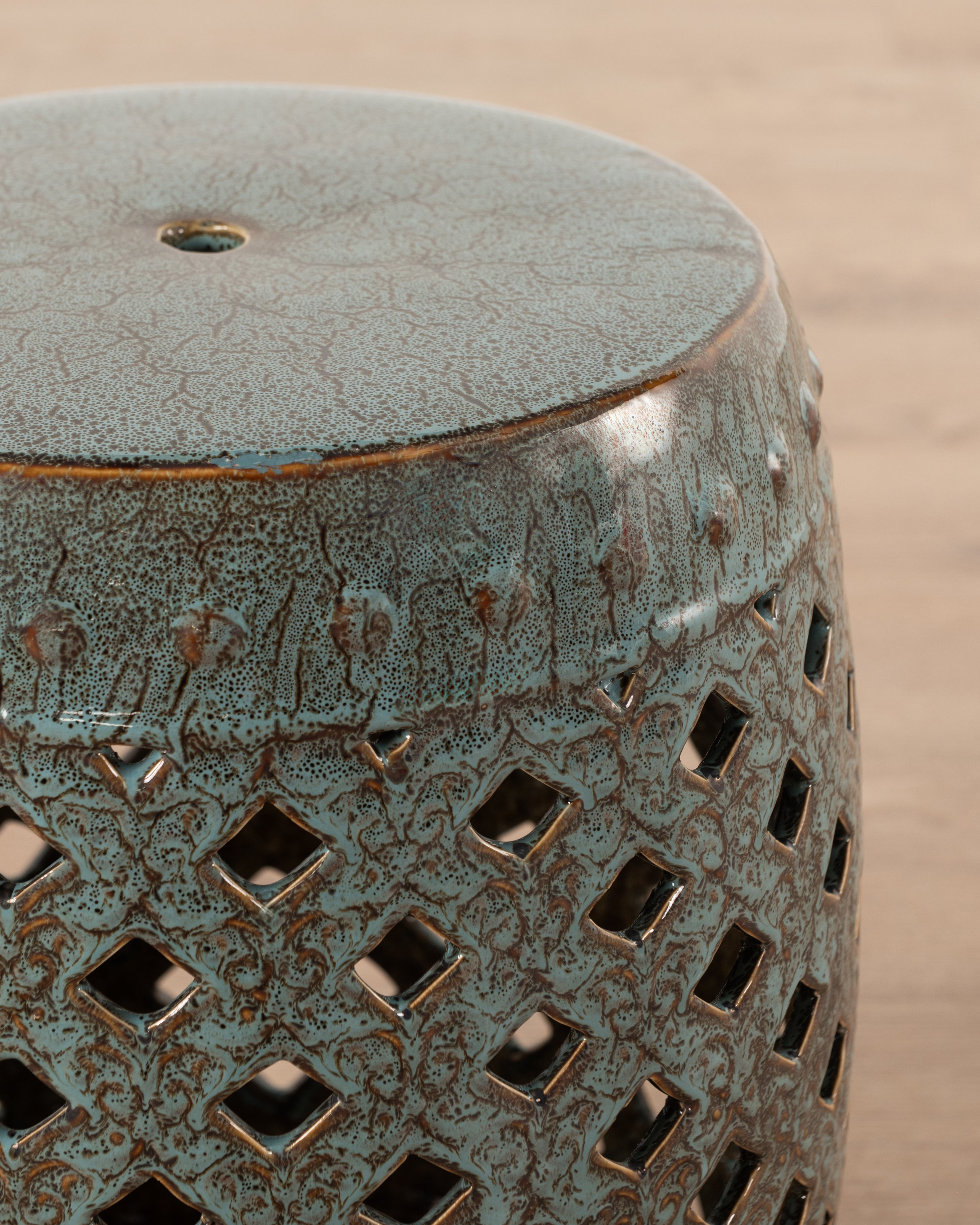 Celadon Ceramic Stool | Green