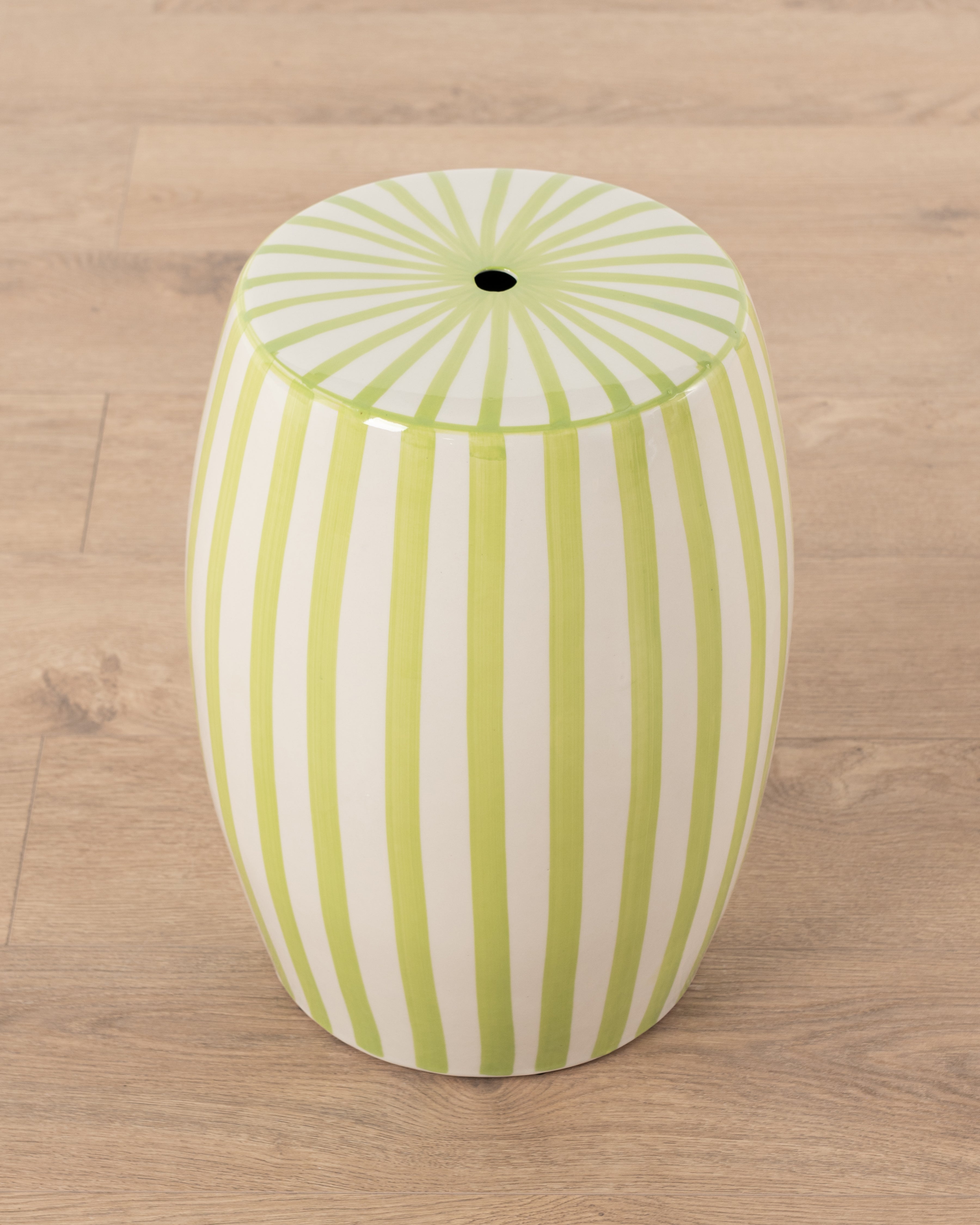 Pistachio Stripe Ceramic Stool