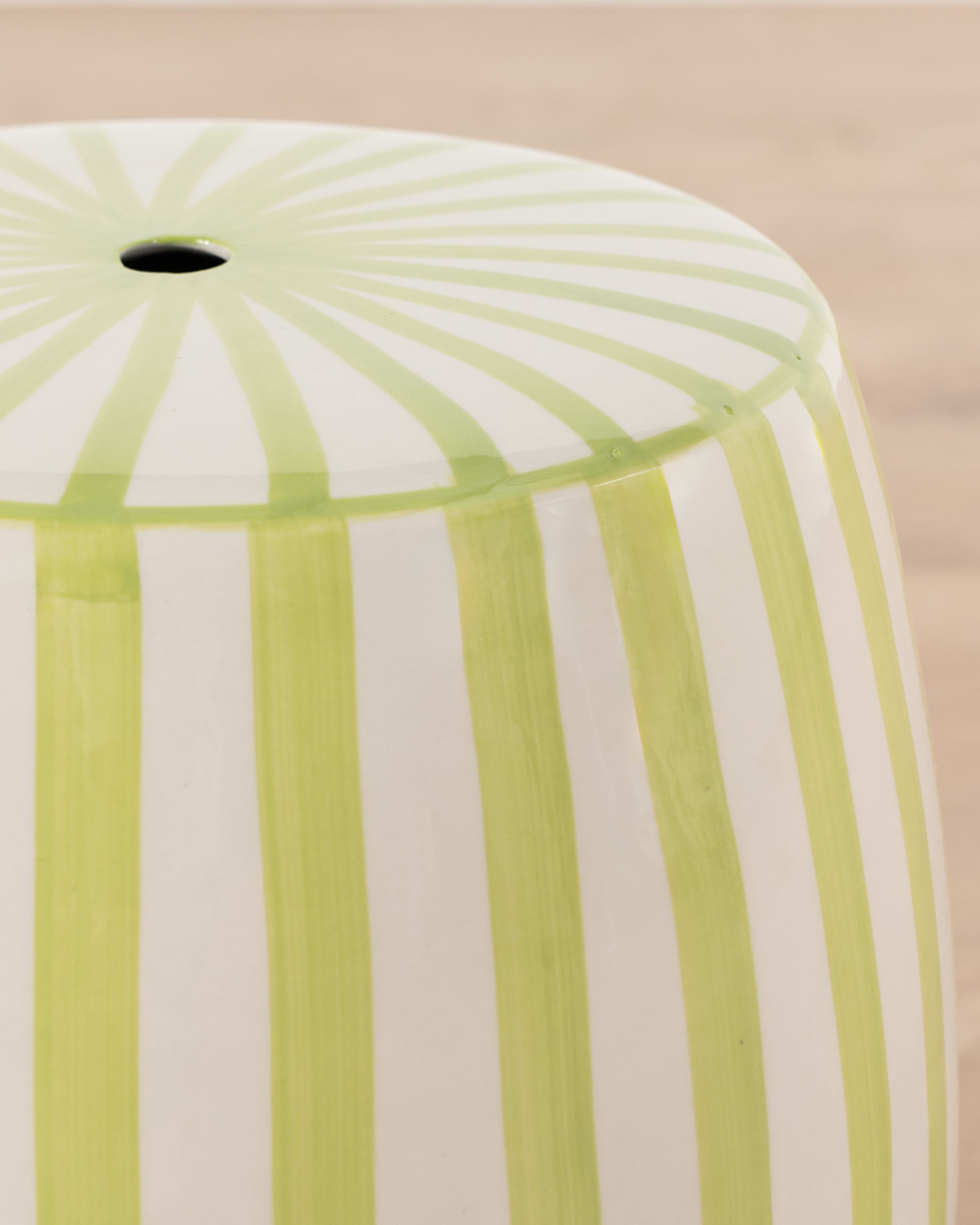 Pistachio Stripe Ceramic Stool