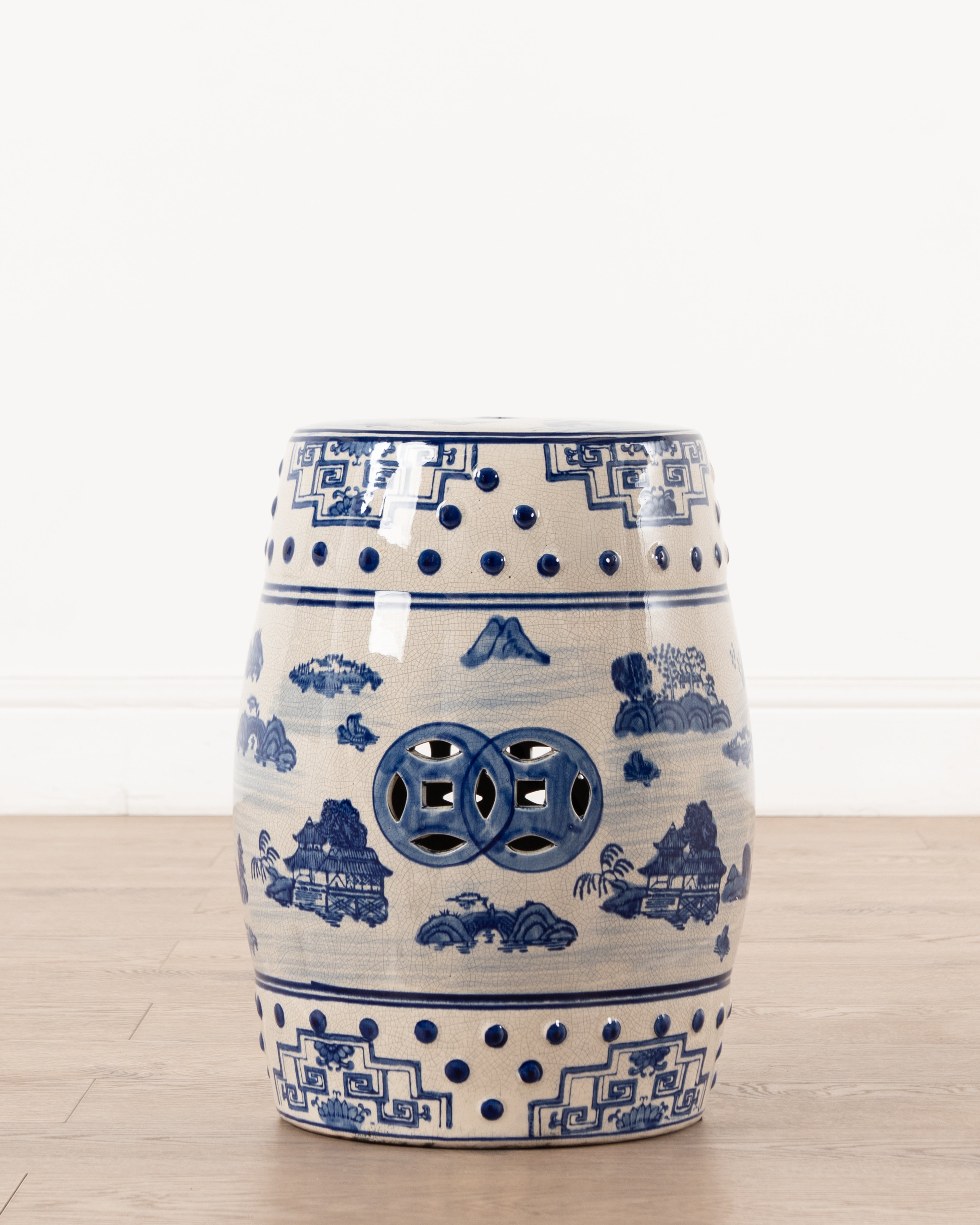 Hanover Blue & White Ceramic Stool