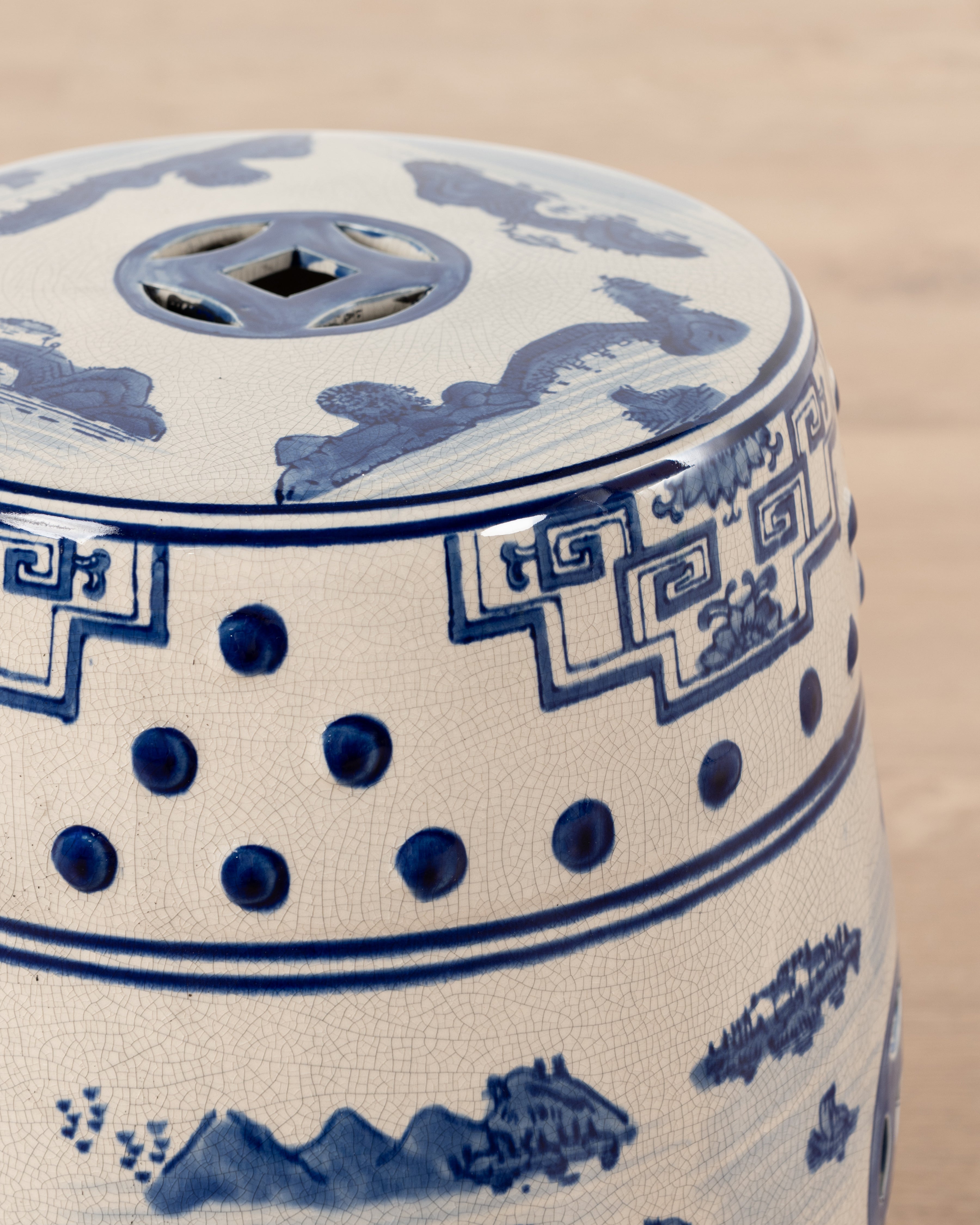 Hanover Blue & White Ceramic Stool