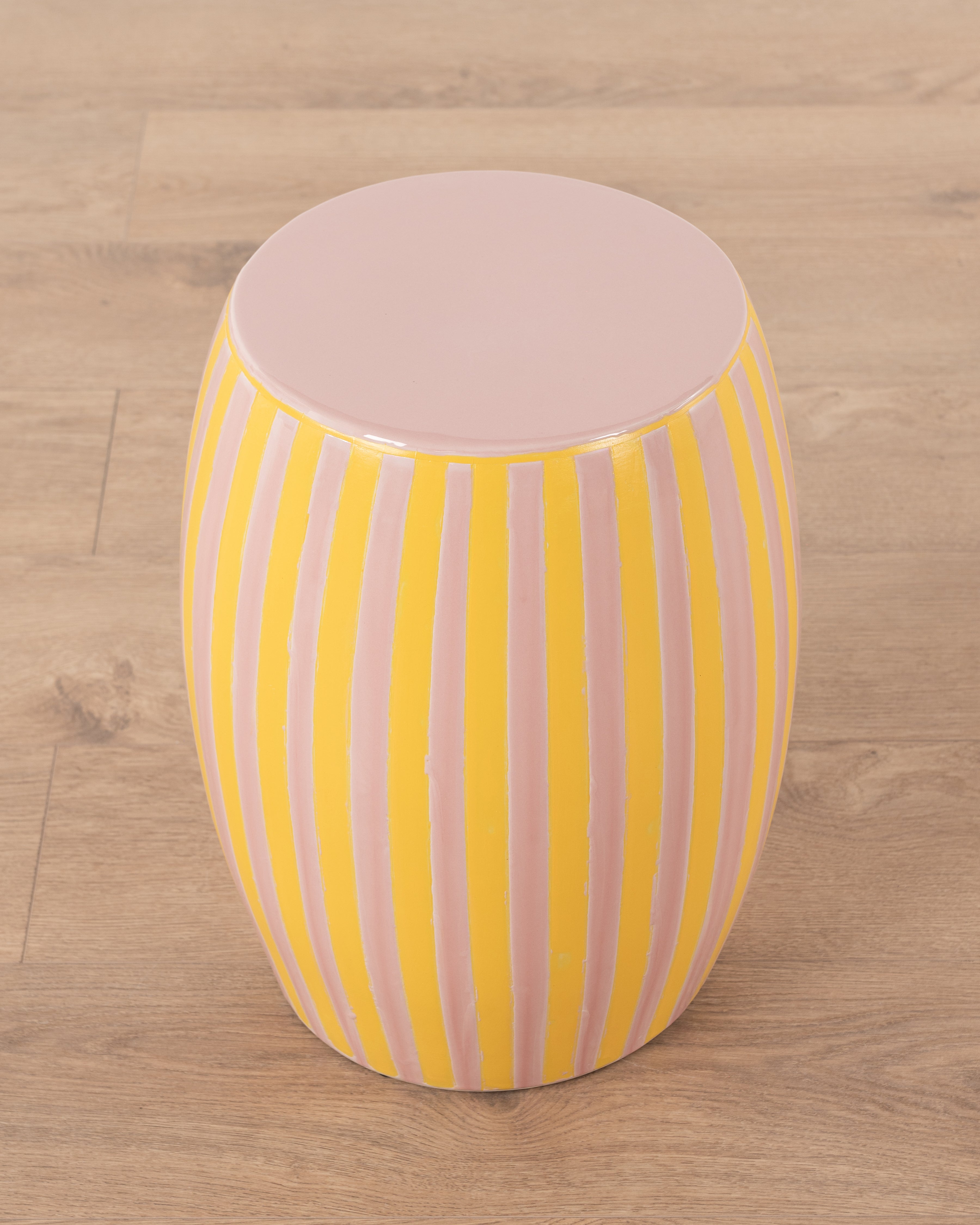 Blush Stripe Ceramic Stool