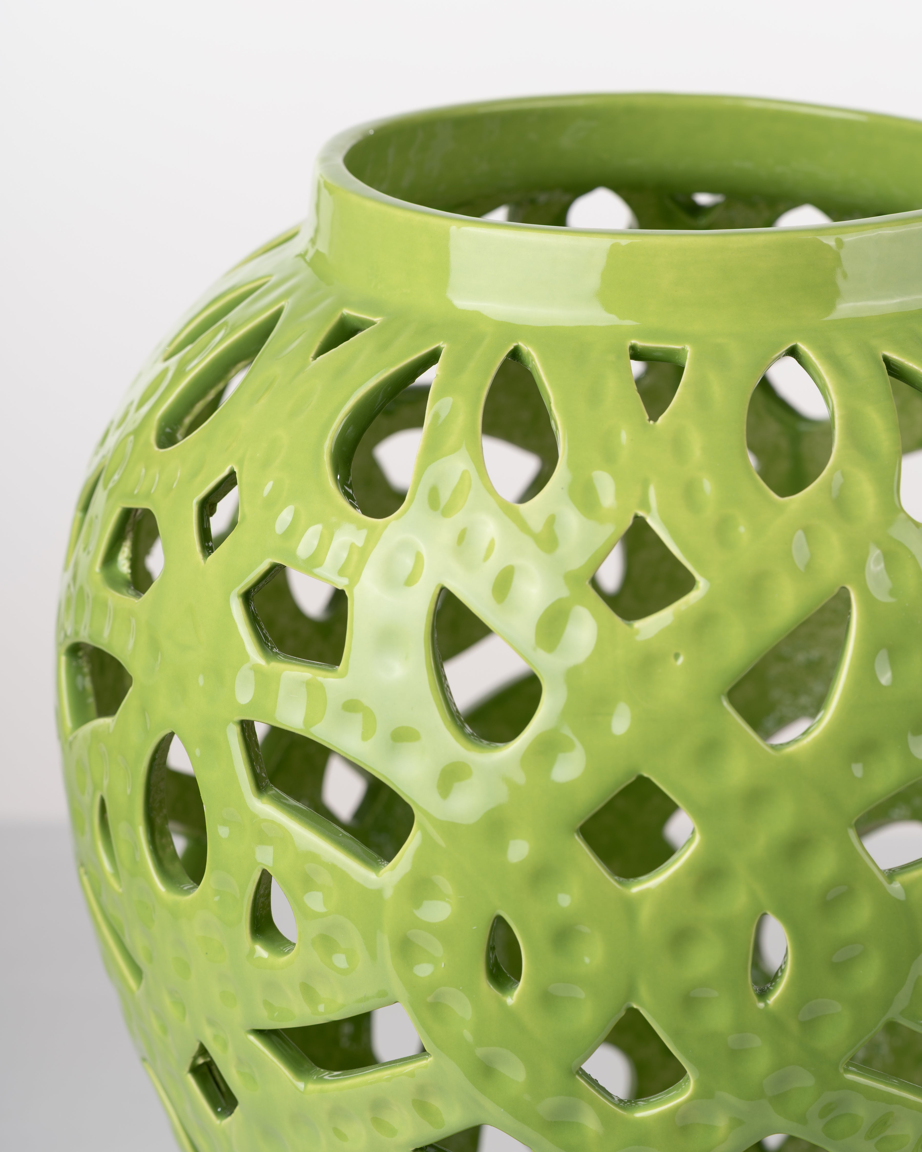 Green Cut-Out Ceramic Jar