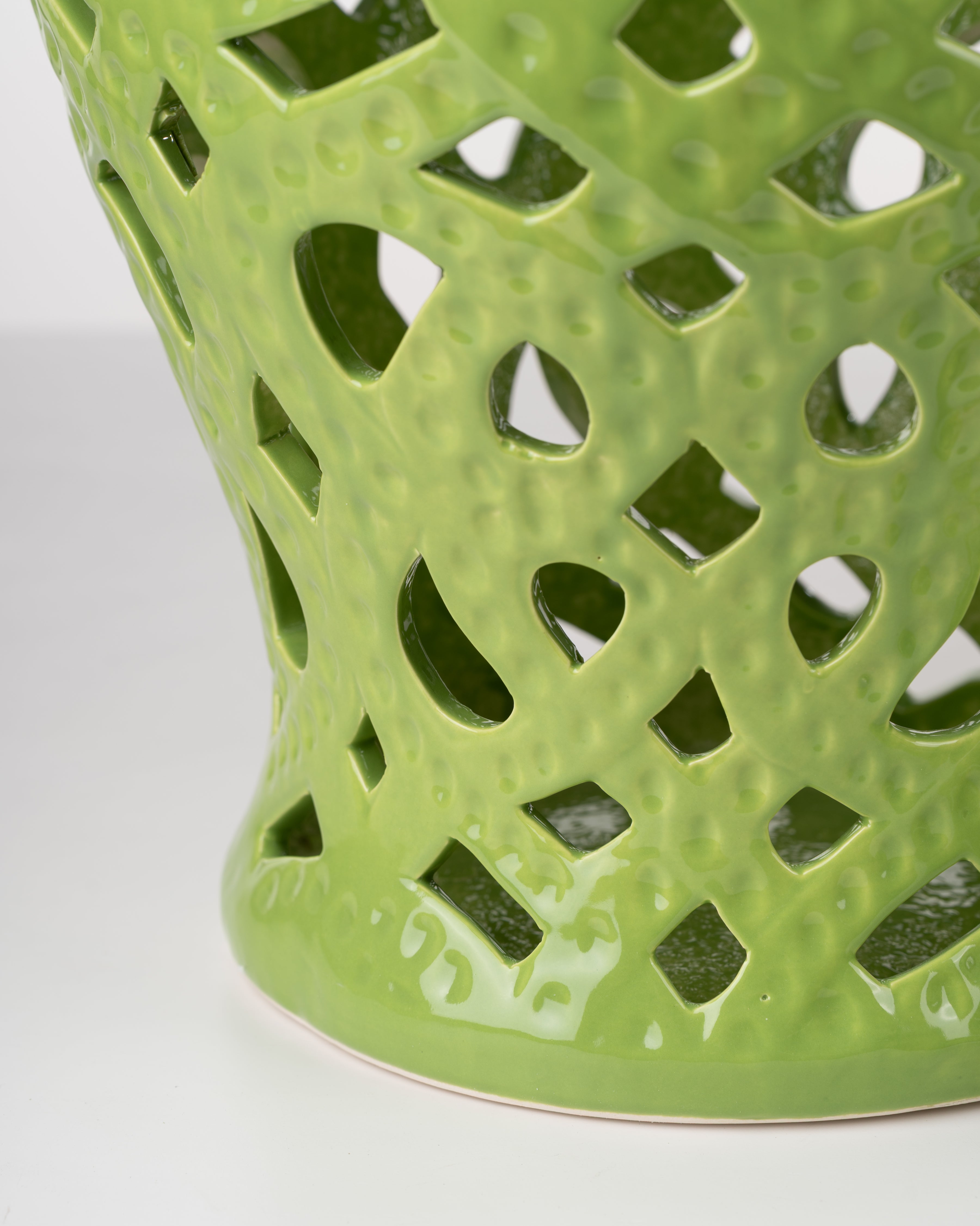 Green Cut-Out Ceramic Jar