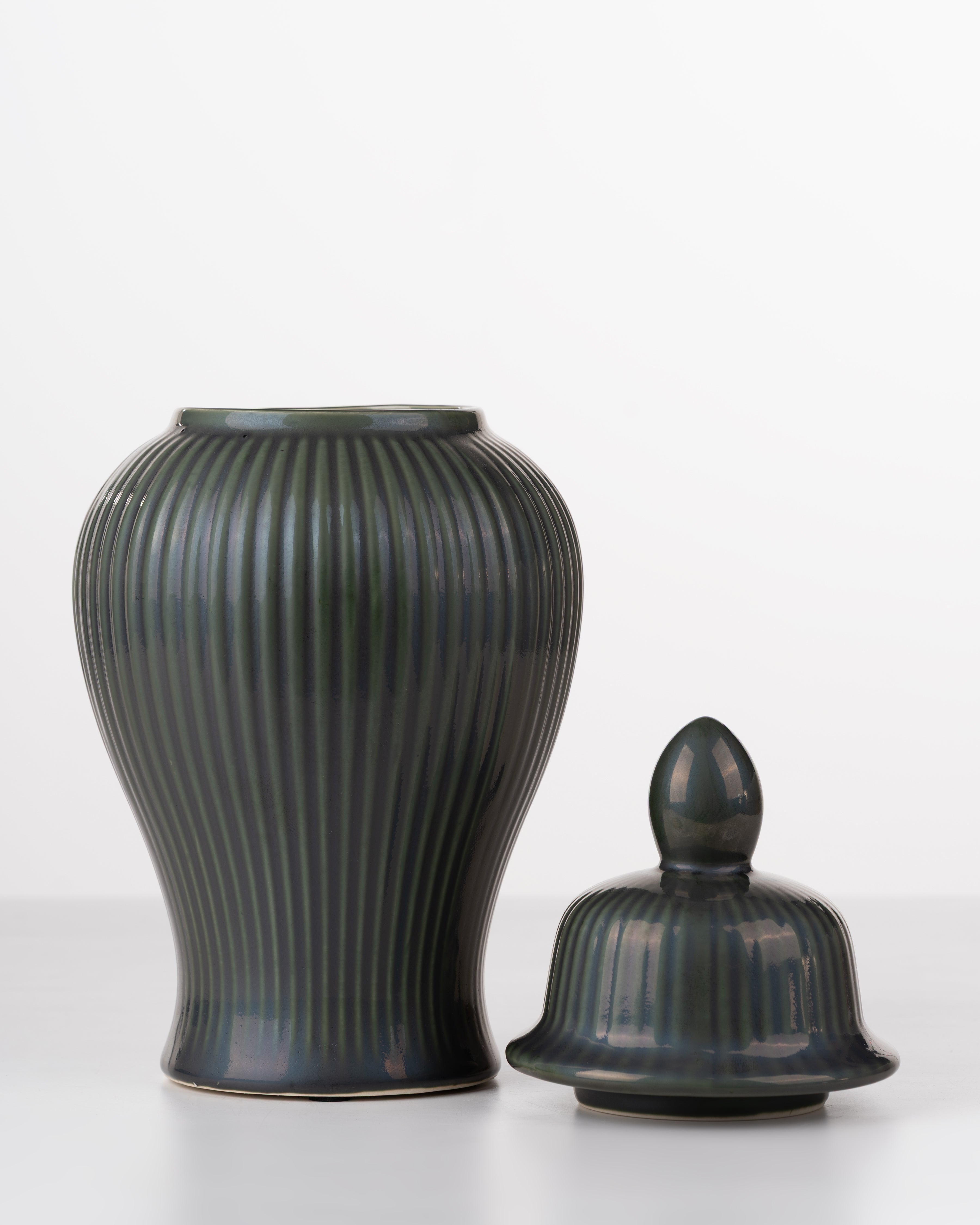 Fluted Ceramic Ginger Jar