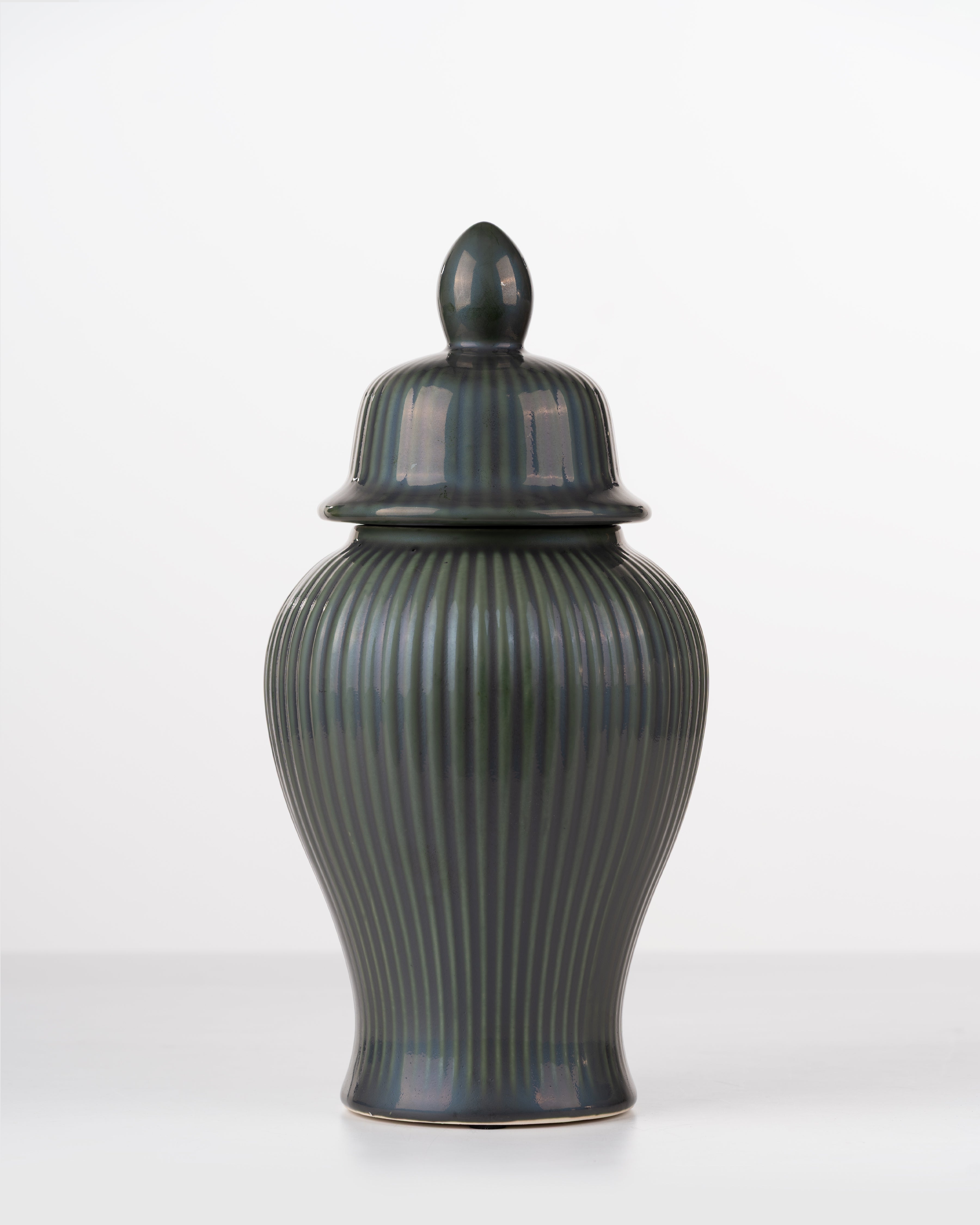 Fluted Ceramic Ginger Jar