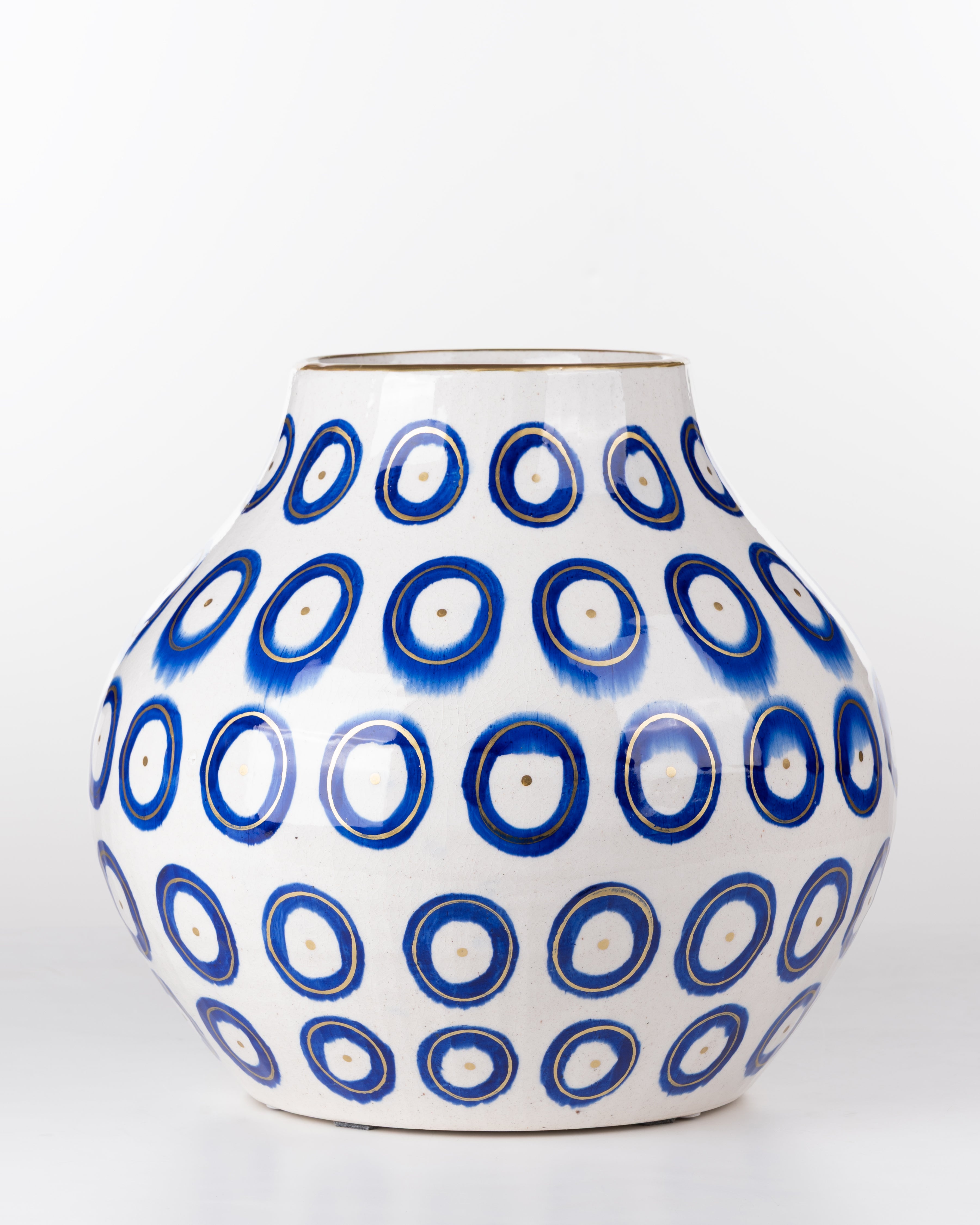 Blue Dot Ceramic Vase