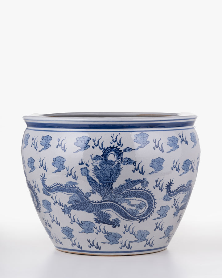 Lotus Blue Dragon Ceramic Planter
