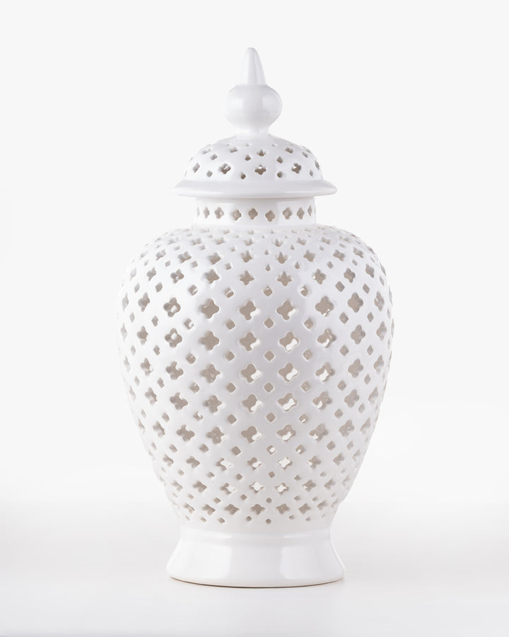 Lotus Ivory Trellis Ginger Jar