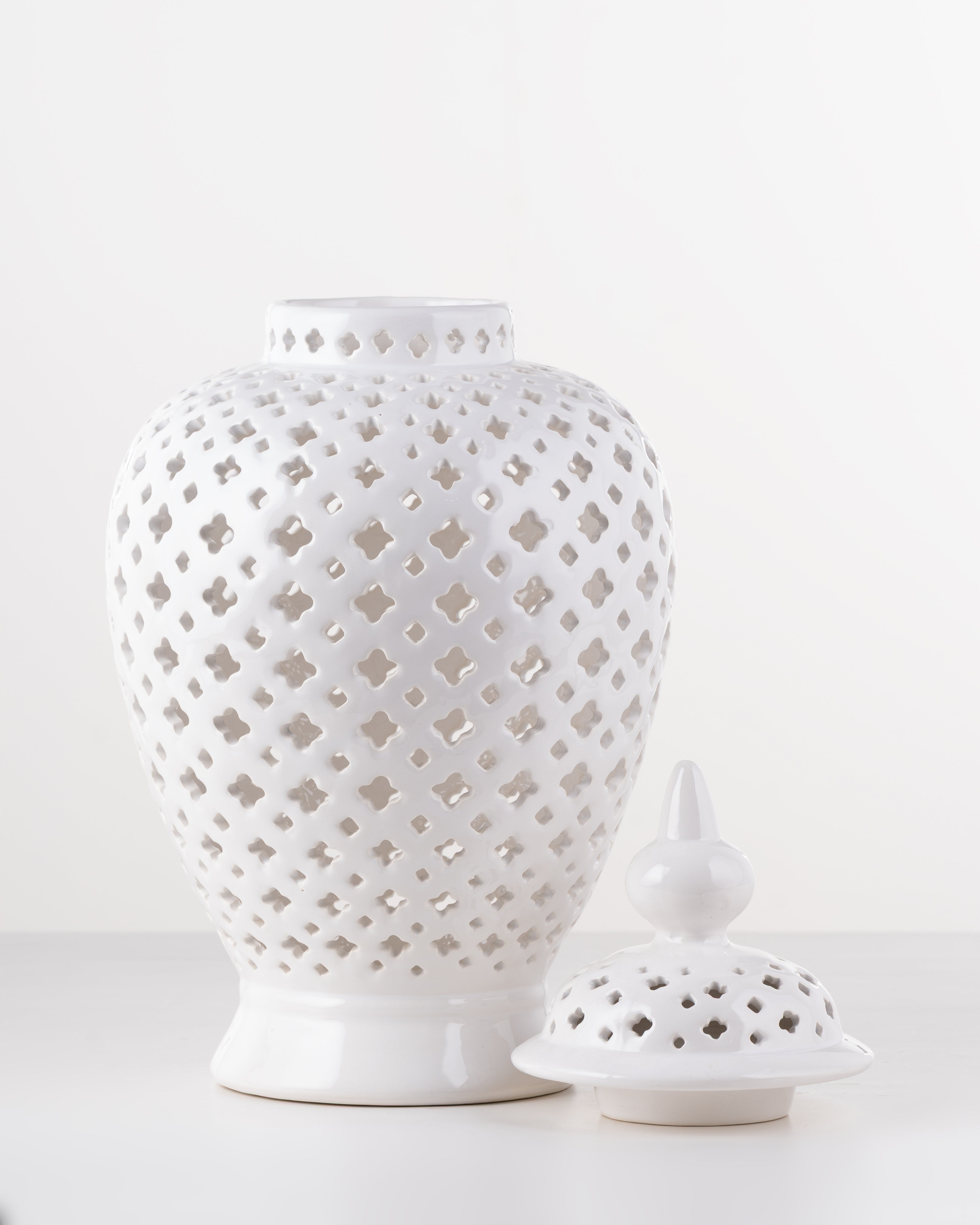 Lotus Ivory Trellis Ginger Jar