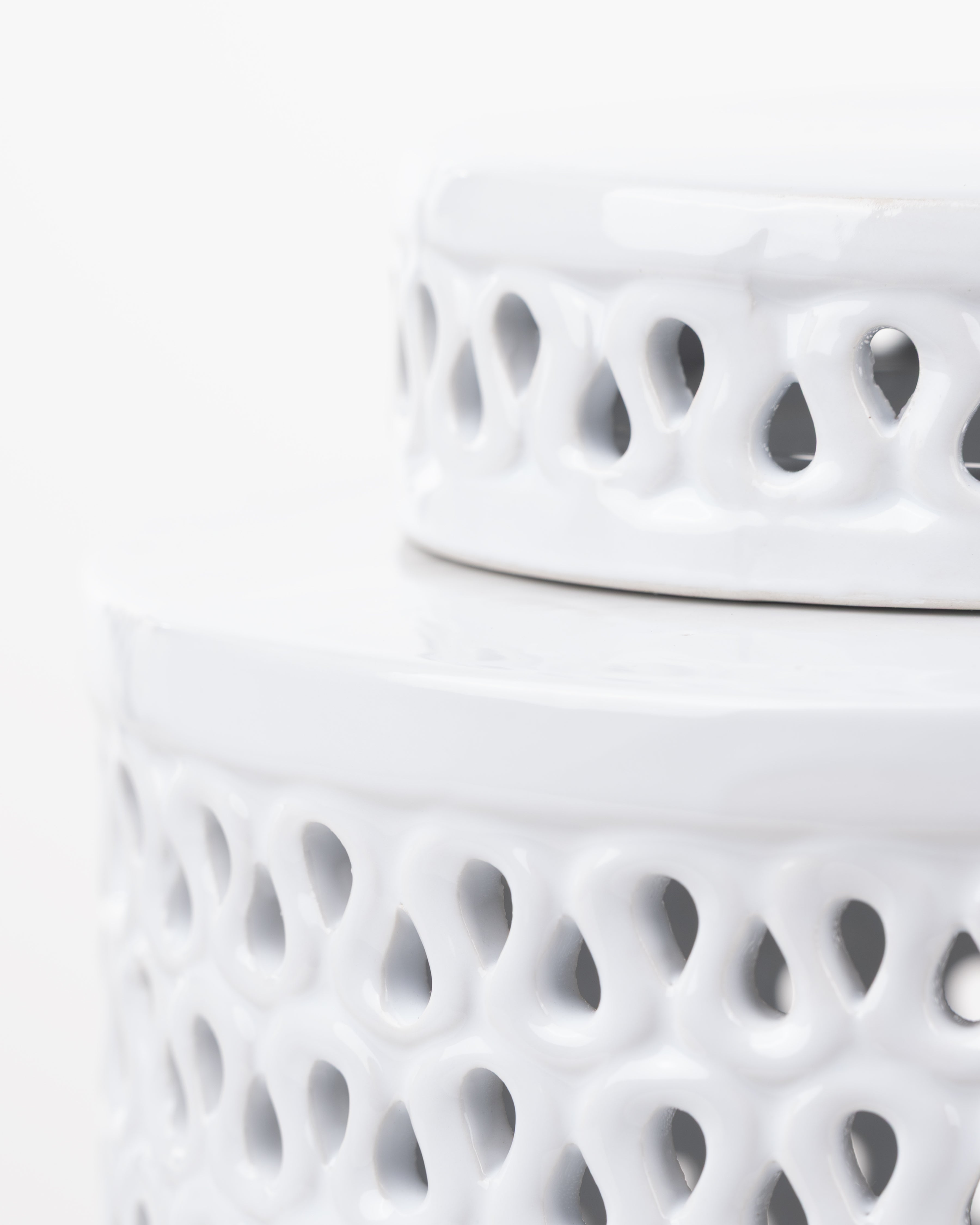 White Ceramic cut out jar | Large