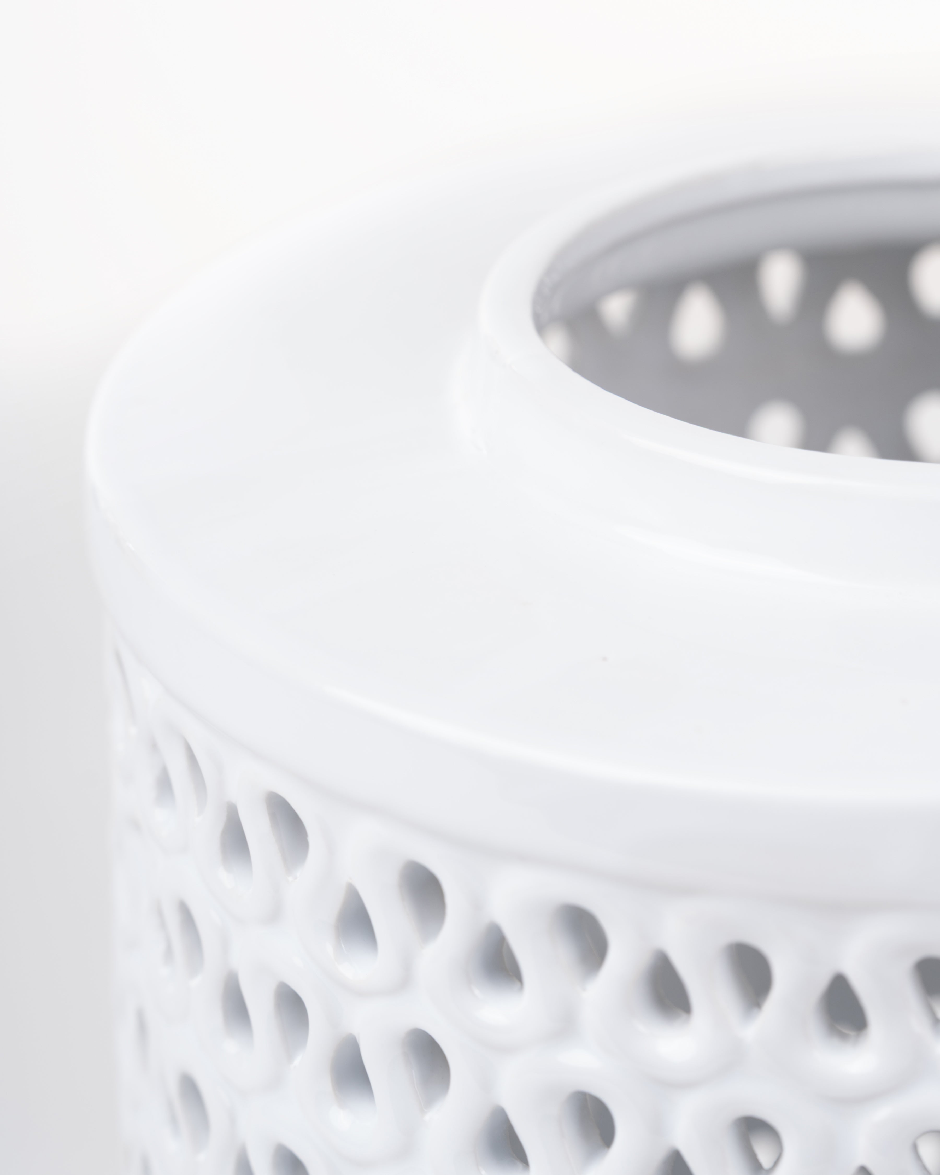 White Ceramic cut out jar | Large