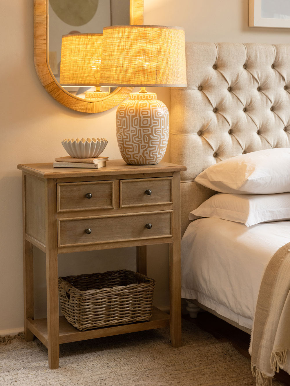 Karusa Bedside Table | 3 Drawer