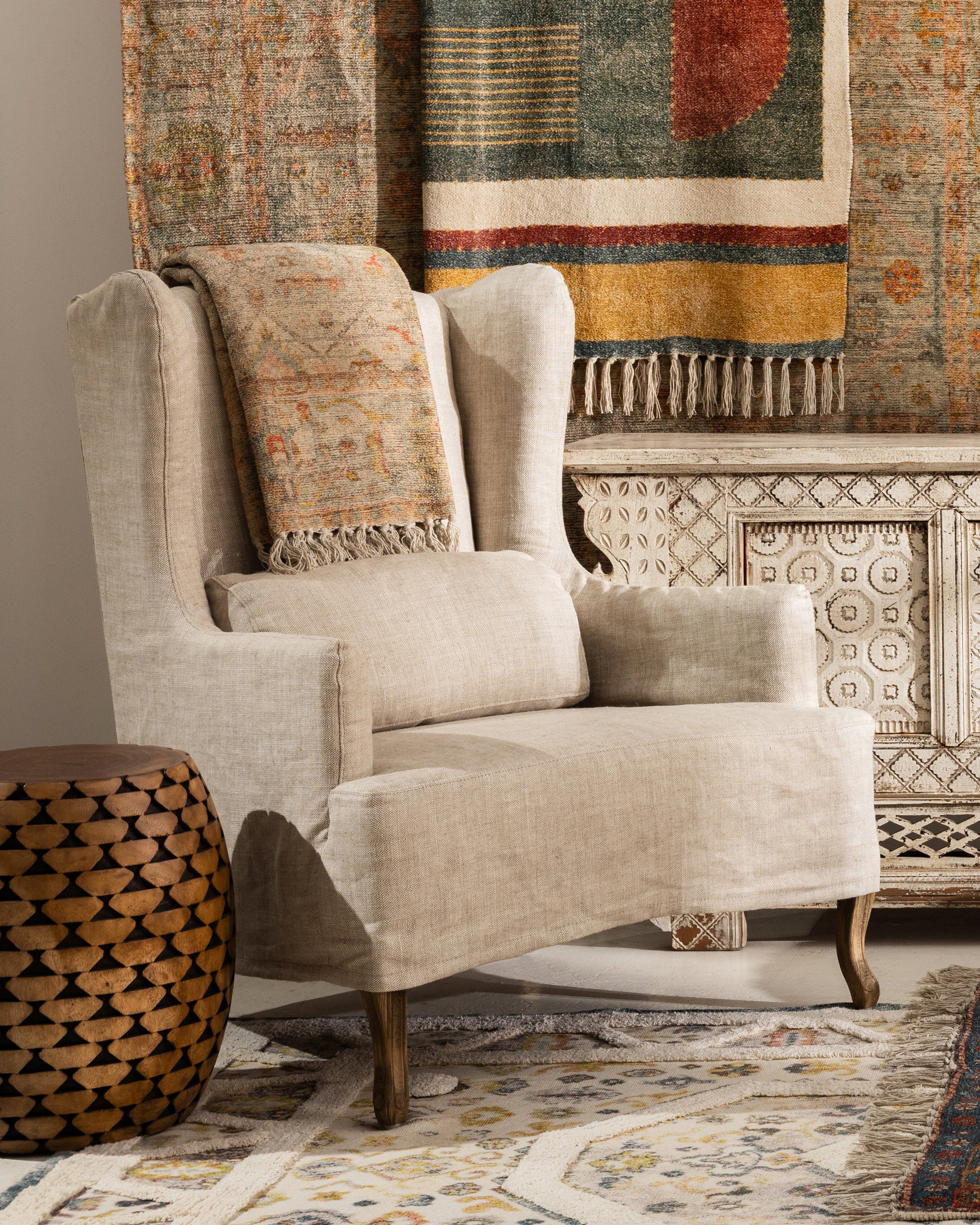 Marie Slipcover Wingback Chair | Linen