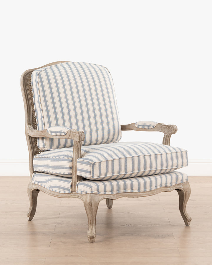 Bodine Bergere Chair | Blue Stripe