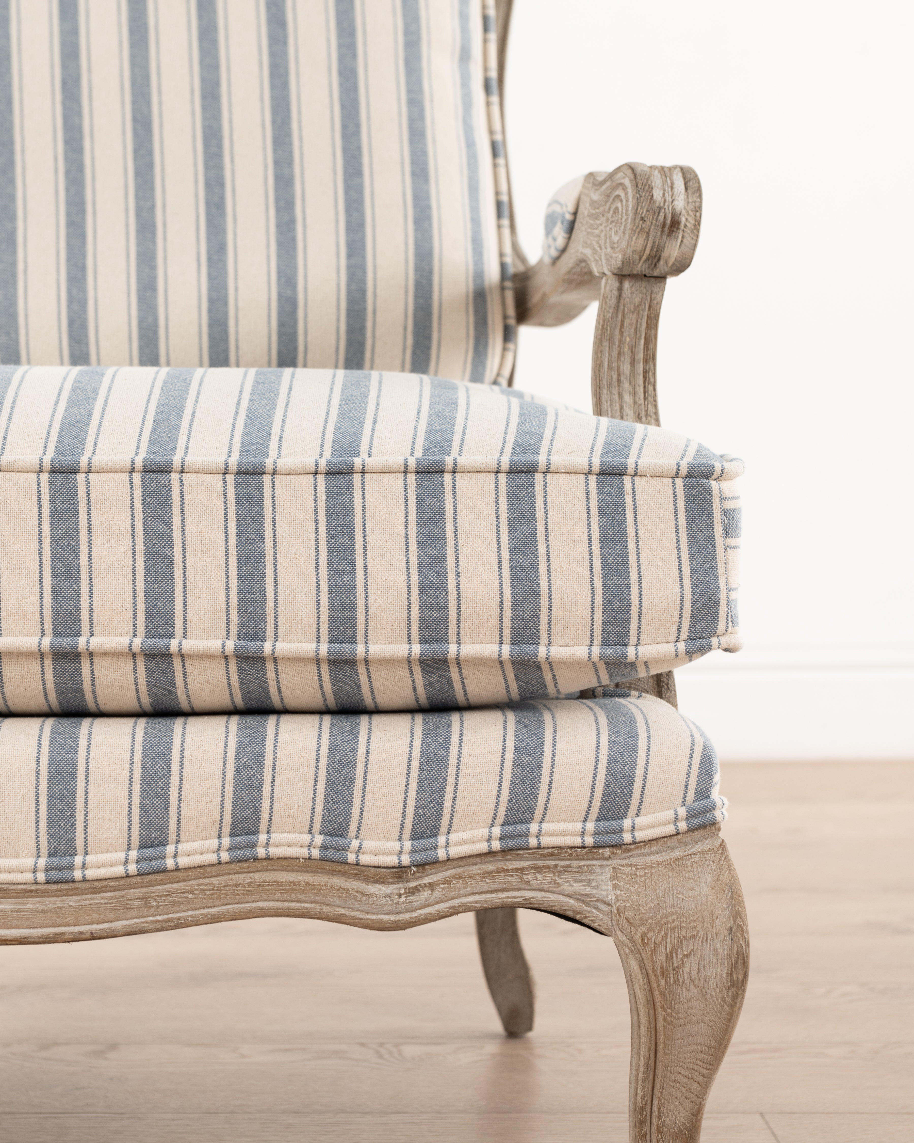 Bodine Bergere Chair | Blue Stripe