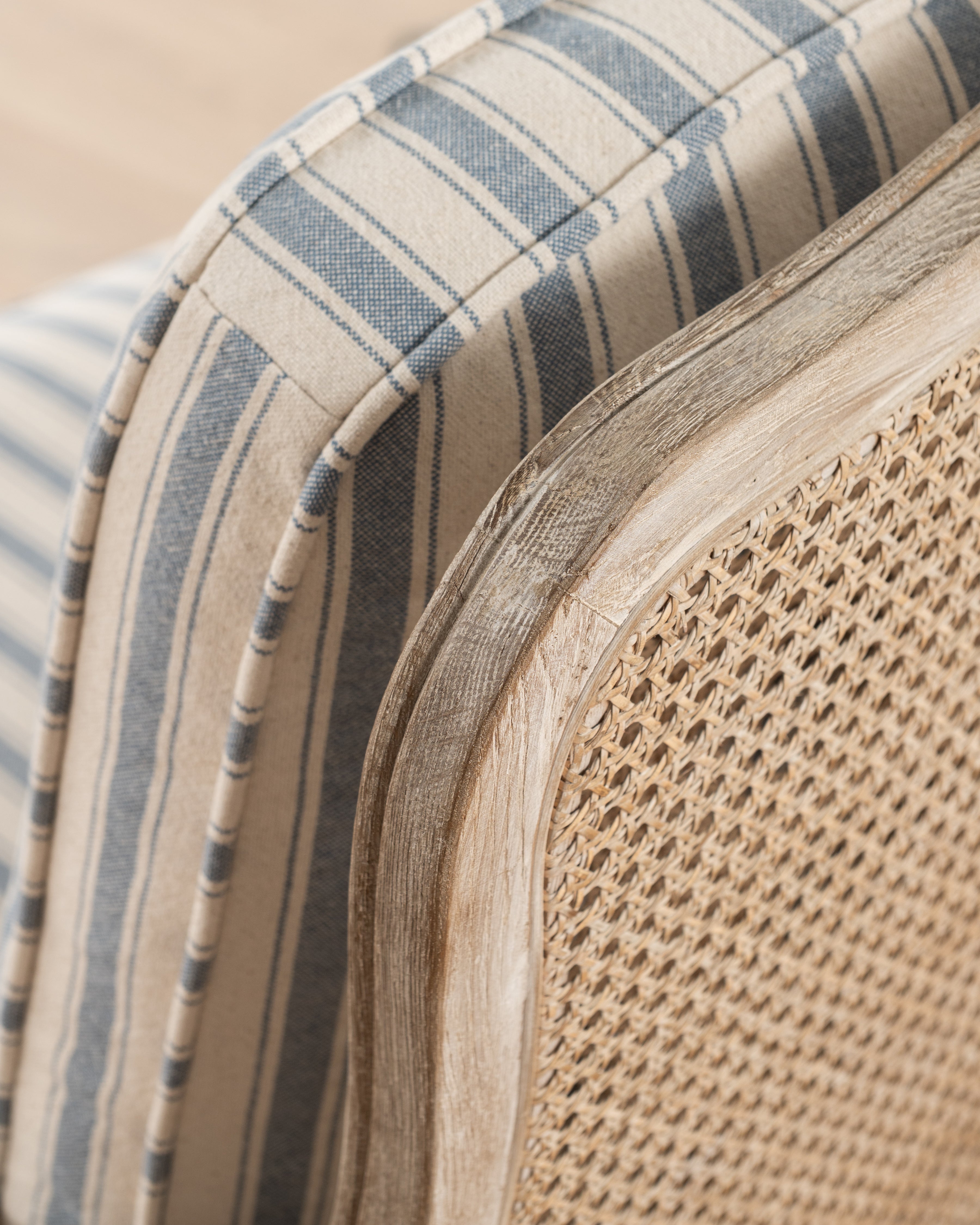 Bodine Bergere Chair | Blue Stripe