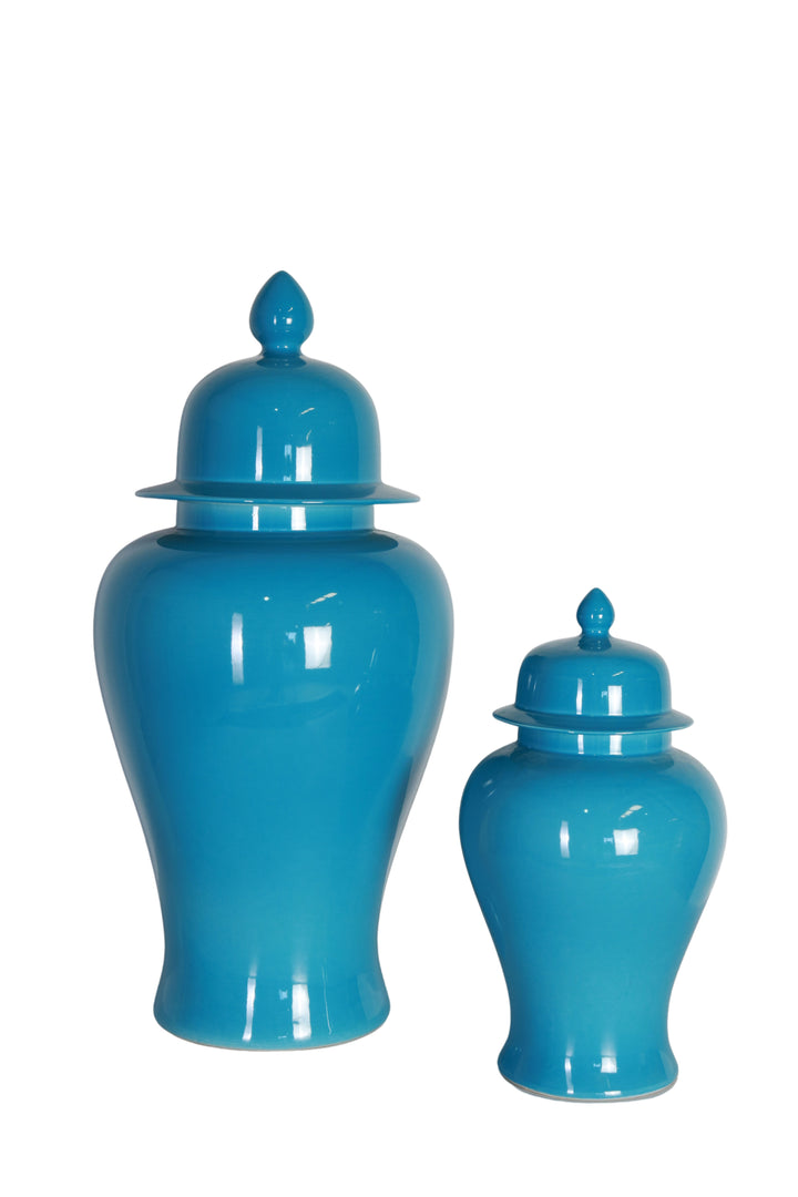 Lotus Turquoise Ceramic Jar | Large
