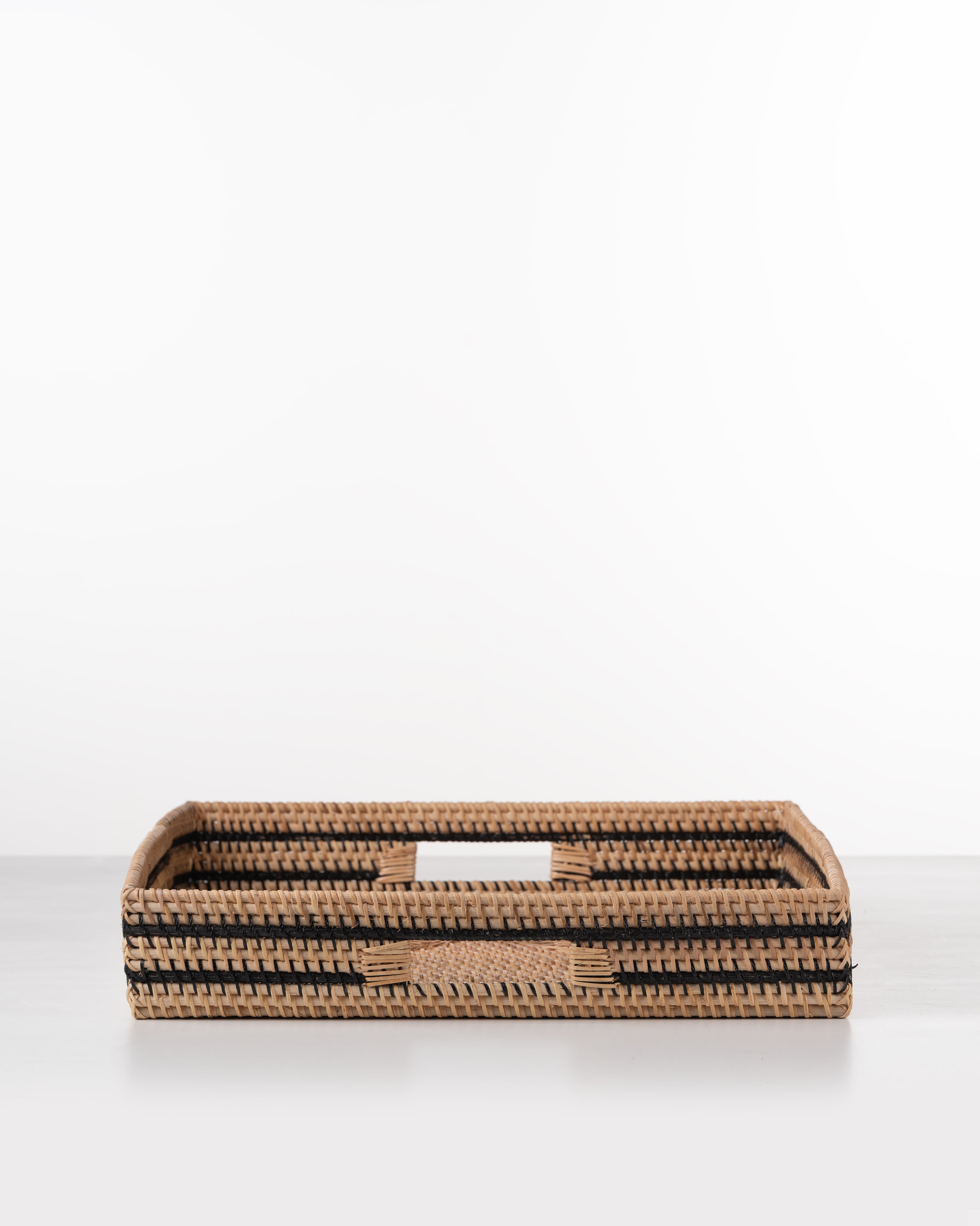 Striped Rattan Tray | Medium