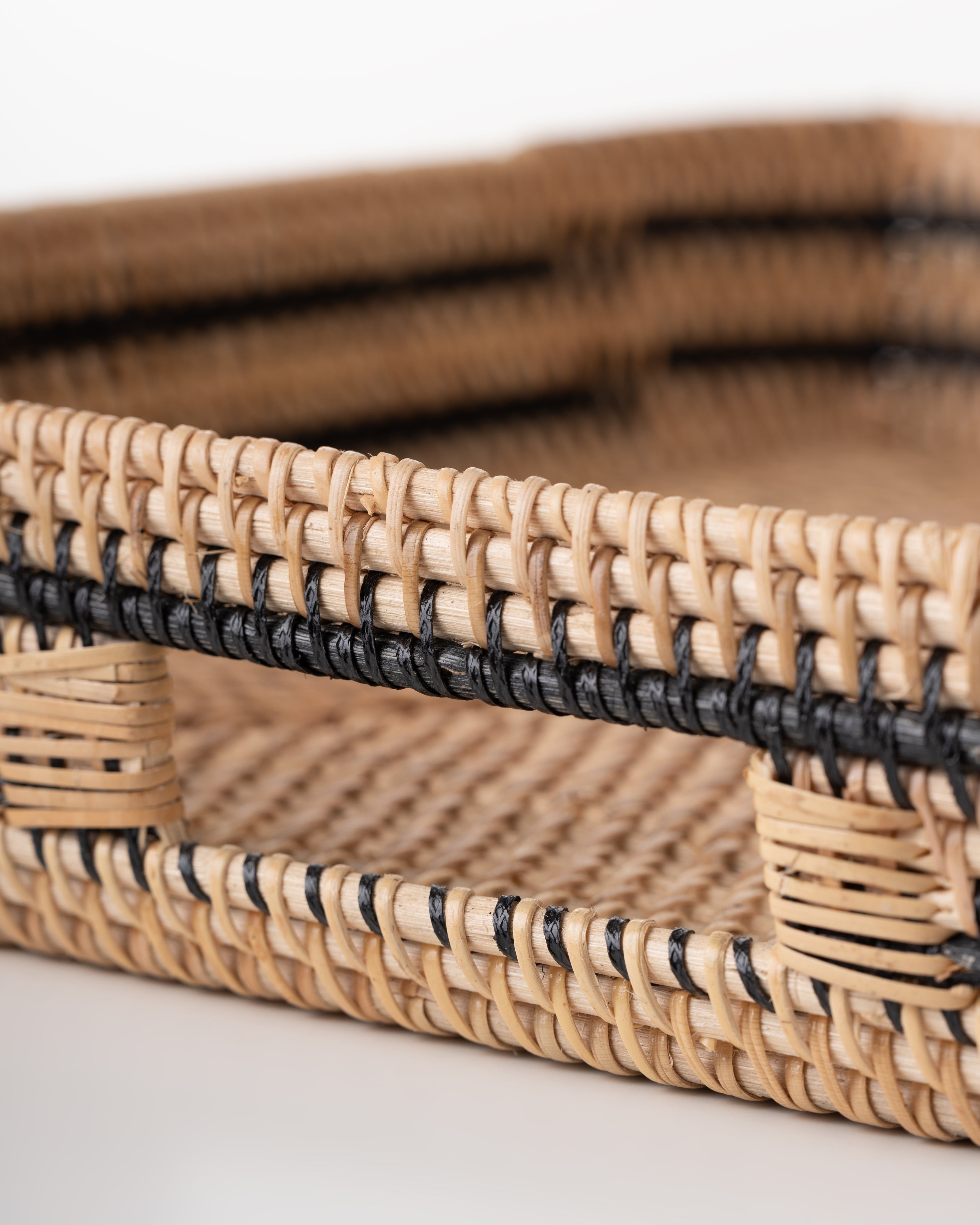 Striped Rattan Tray | Medium