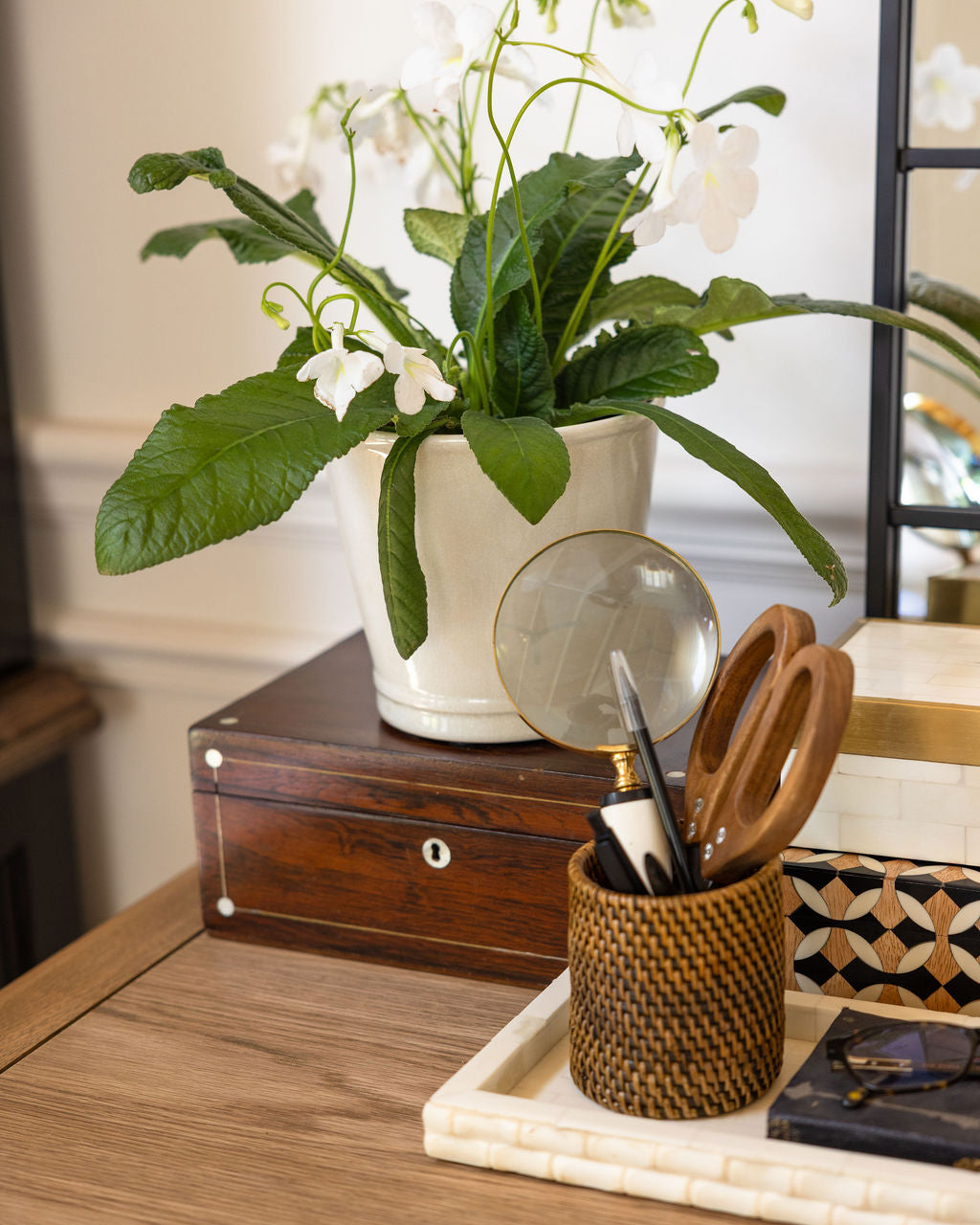 Round Woven Rattan Planter