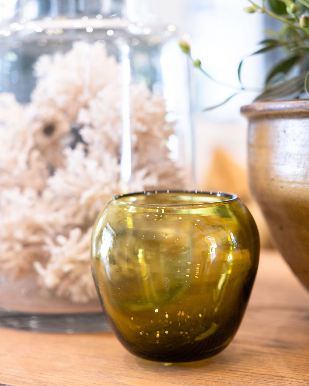 Olive Glow Glass Vase