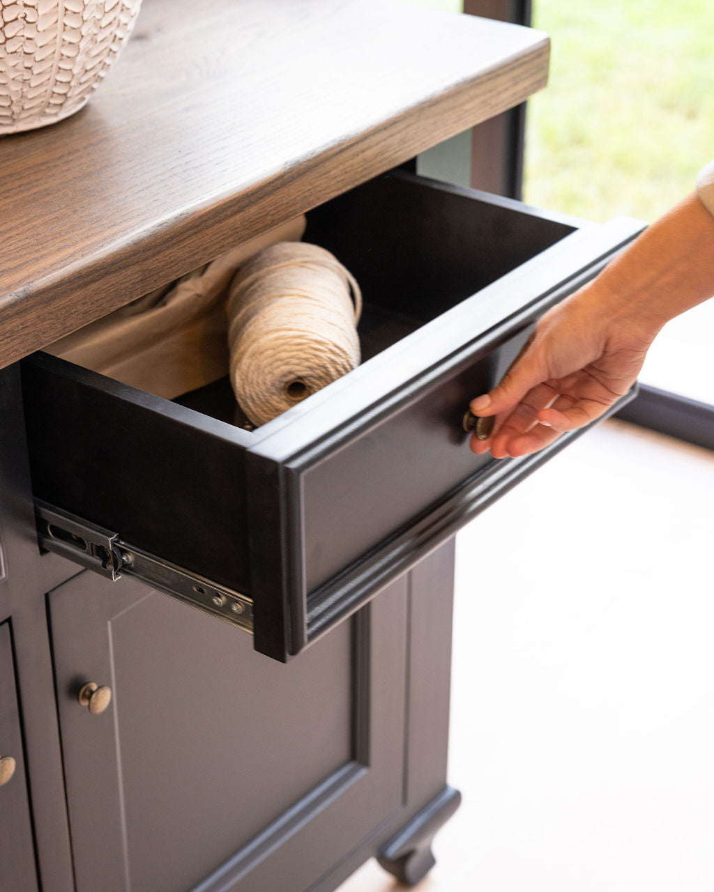 Normandy Kitchen Island | Antique weathered oak & Black Matt