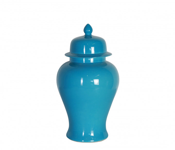 Lotus Turquoise Ceramic Jar | Medium
