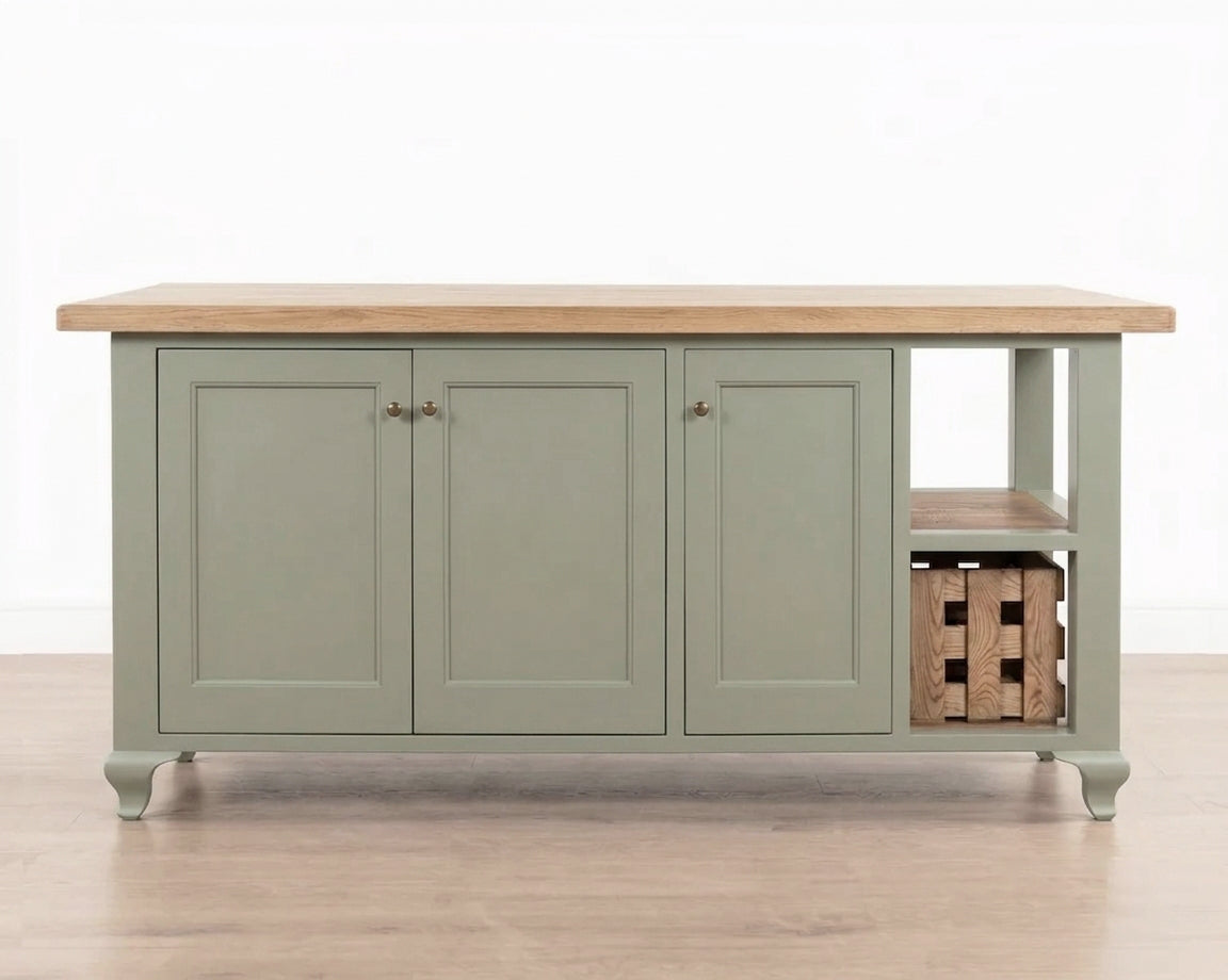 Normandy Kitchen Island | Weathered Oak and Biscuit