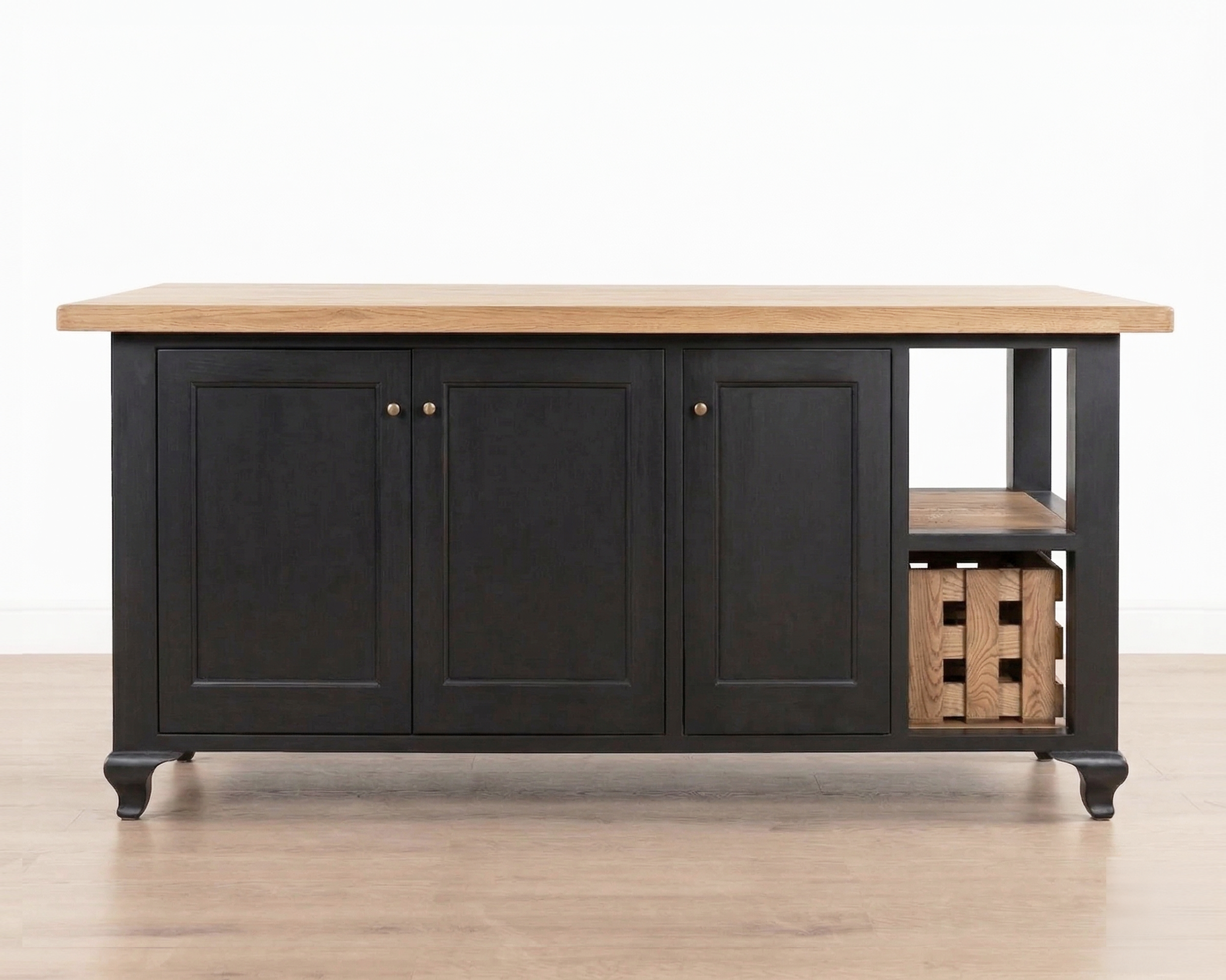 Normandy kitchen Island | Weathered Oak & Black matt