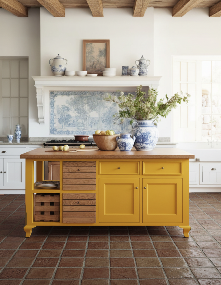 Normandy Kitchen Island | Yellow