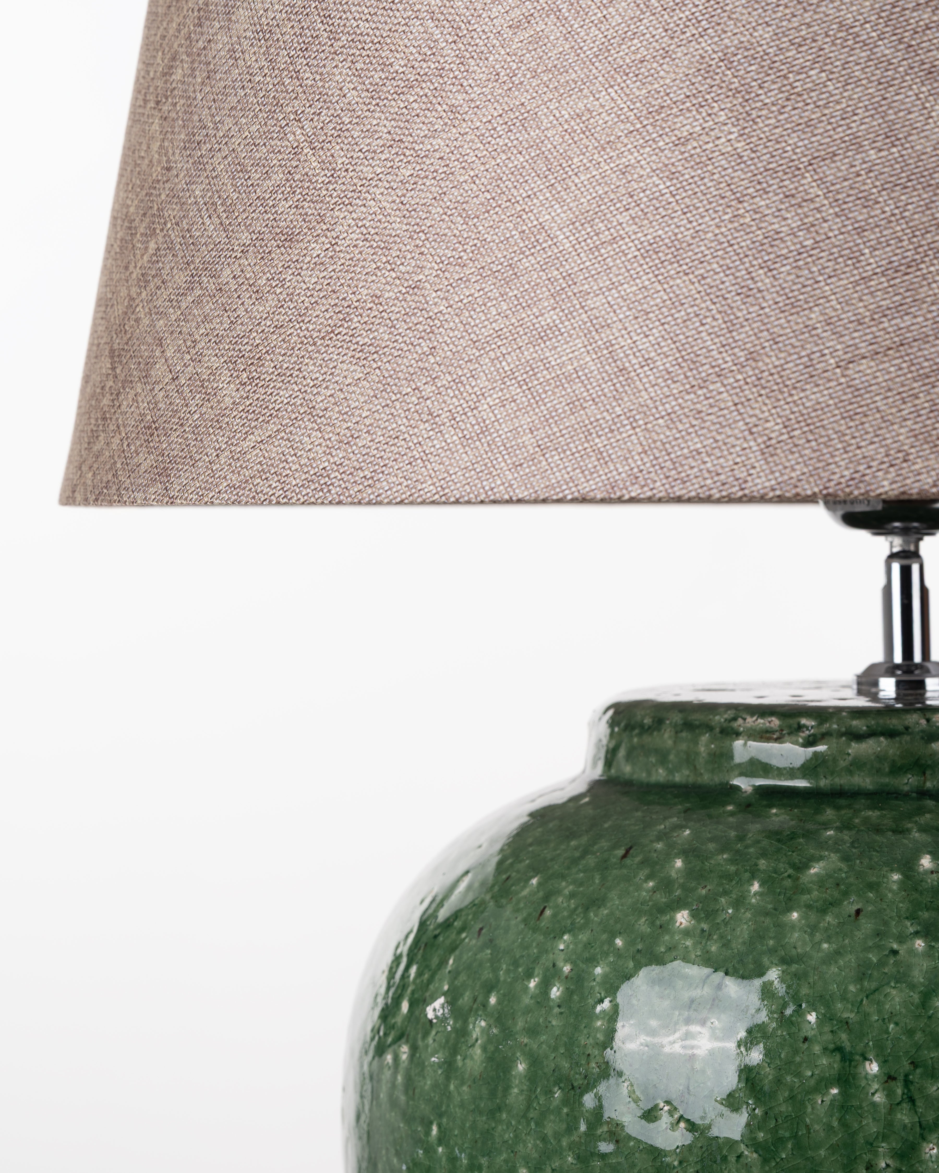 LAMPBASE GRN&NAT BEIGE SHADE